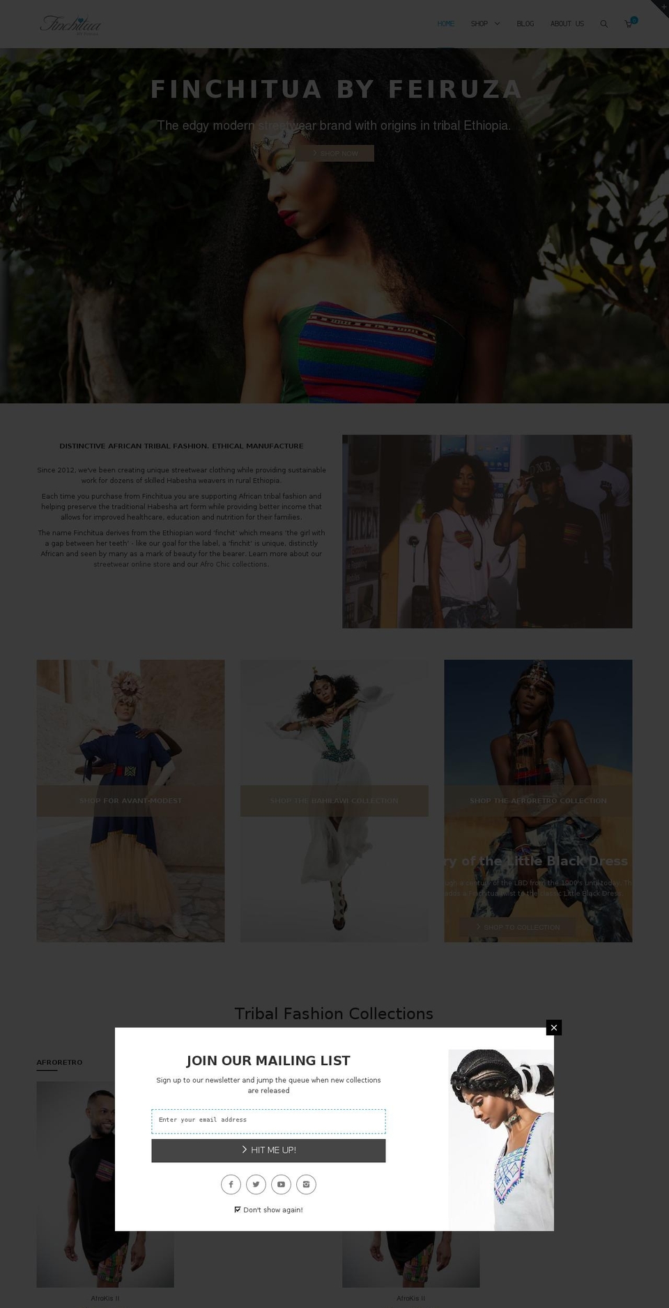 Fashion Shopify theme site example finchitua.com
