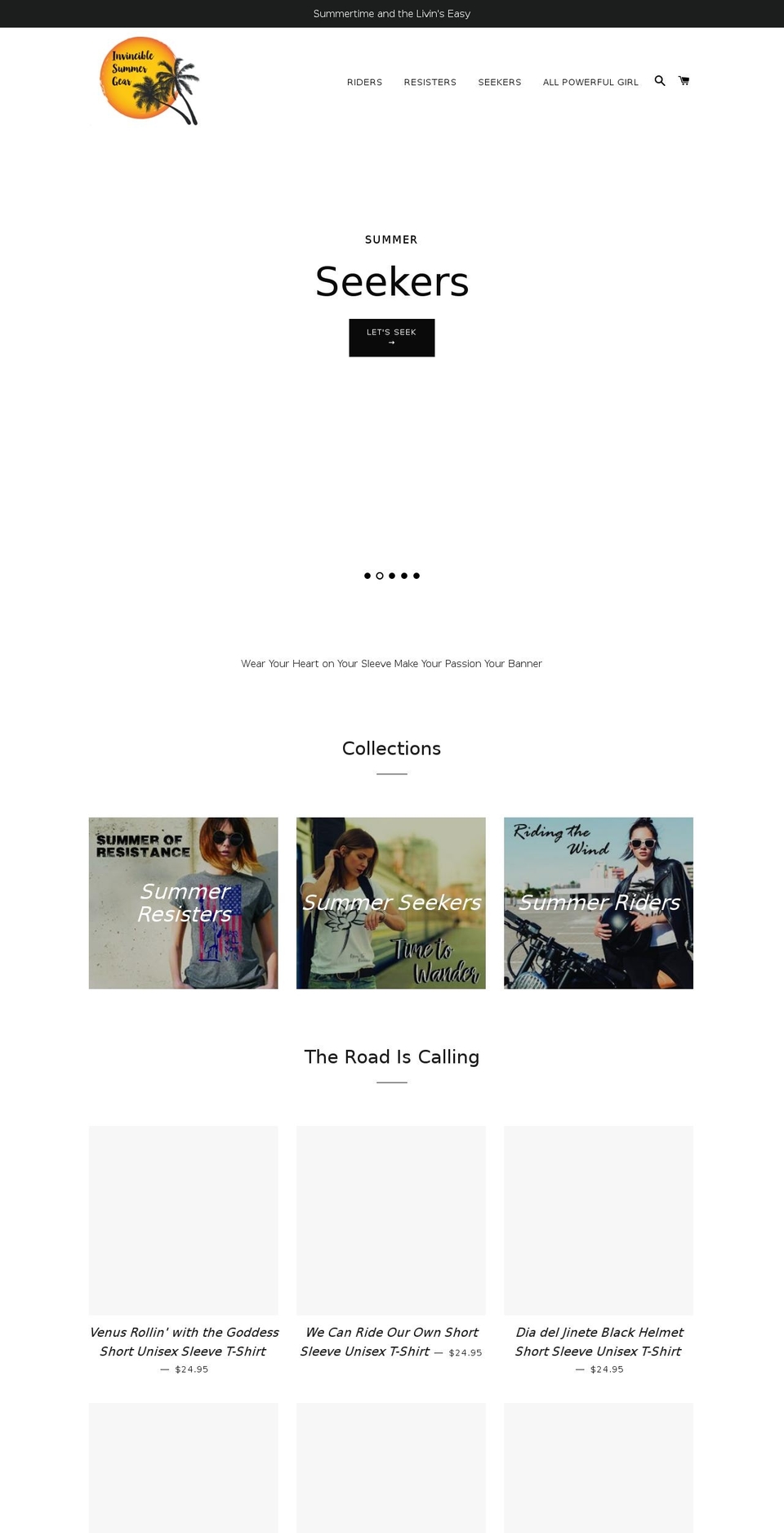 findaninvinciblesummer.com — Shopify storefront screenshot