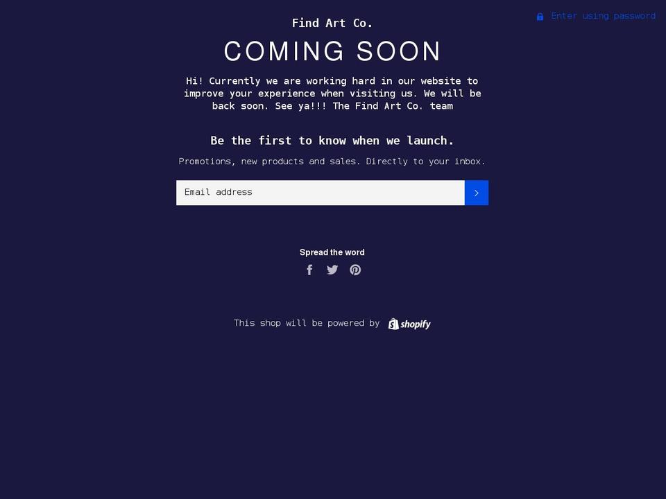 findartco.com shopify website screenshot
