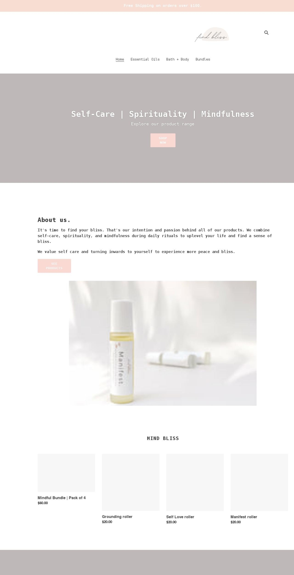 findblissofficial.com shopify website screenshot