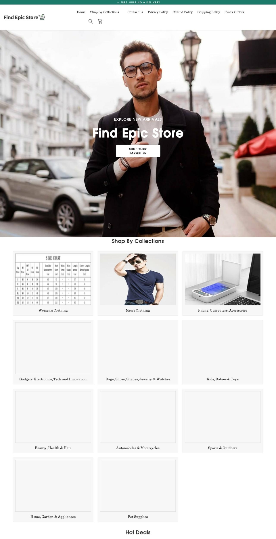findepicstore.com shopify website screenshot