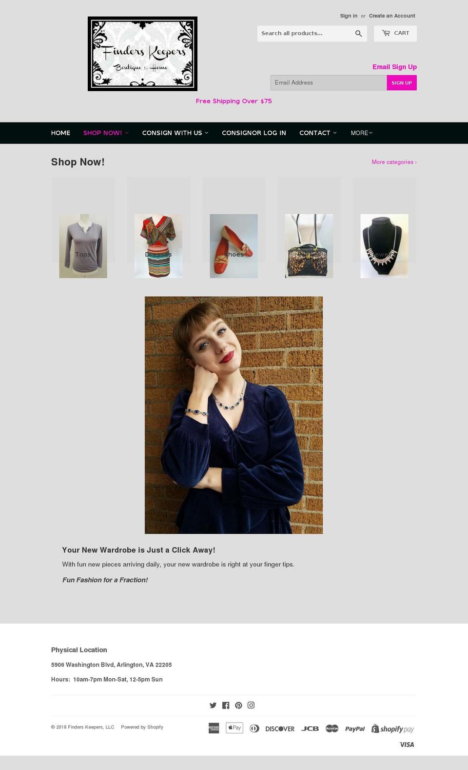 finderskeepershome.com shopify website screenshot