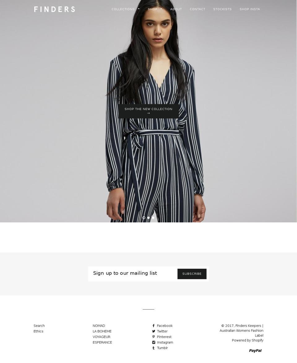 finderskeepersthelabel.com.au shopify website screenshot