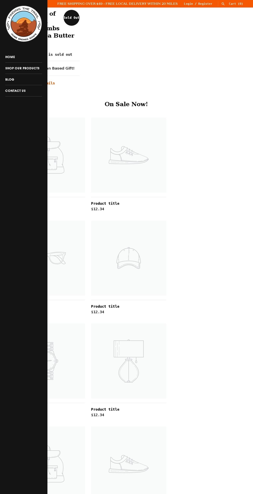 findingthetrail.com shopify website screenshot