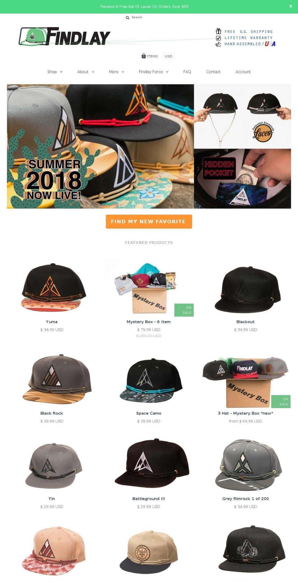 findlay-hats.myshopify.com shopify website screenshot