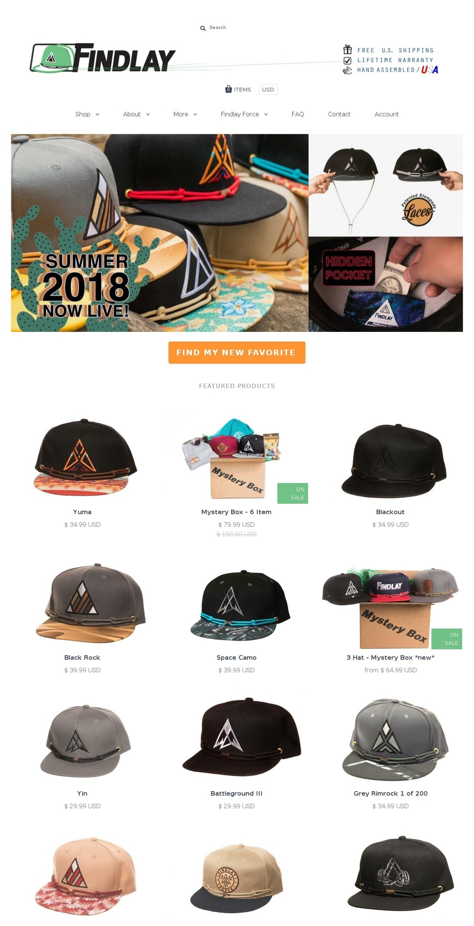 findleyhats.com — Shopify storefront screenshot