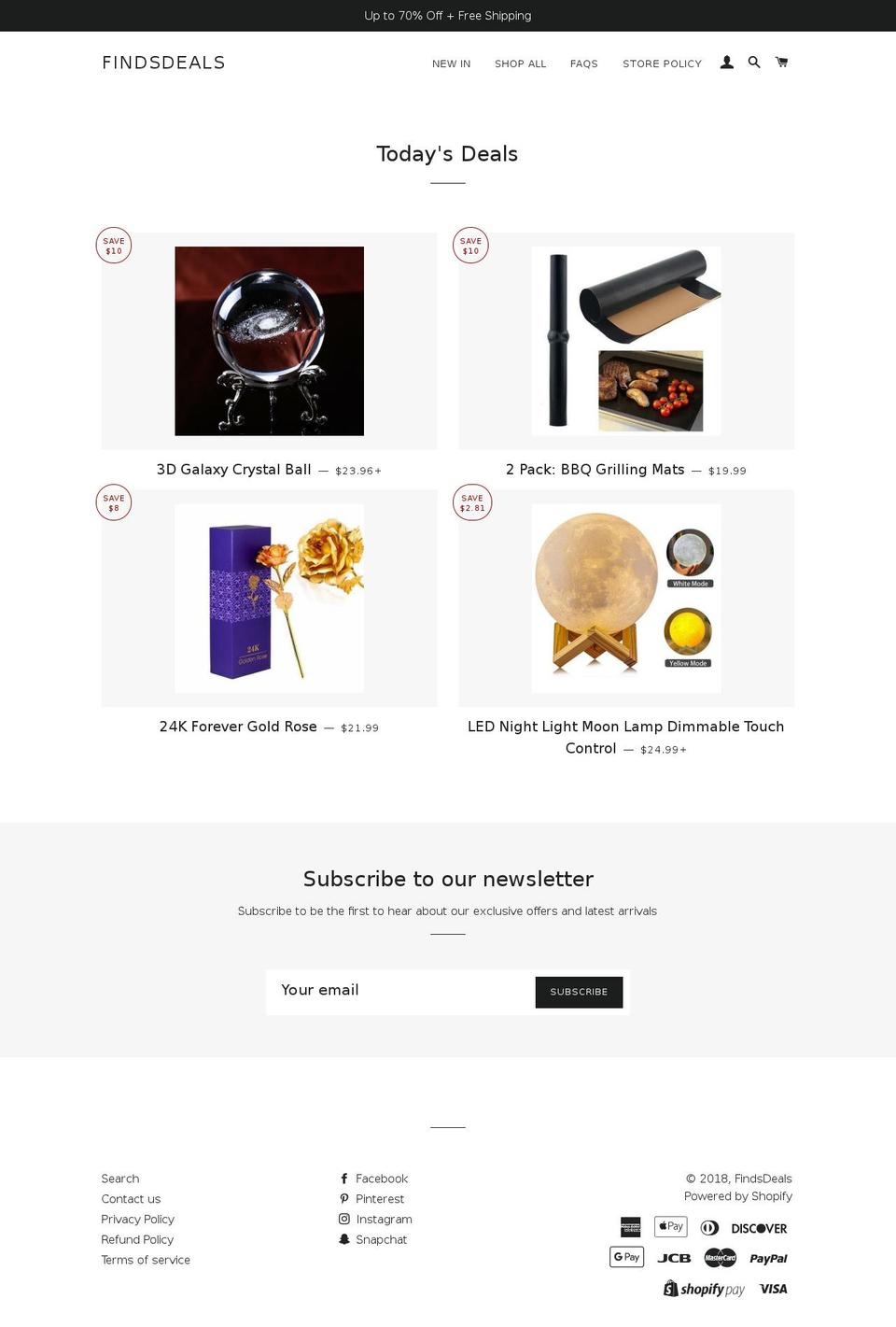 findsdeals.com — Shopify storefront screenshot