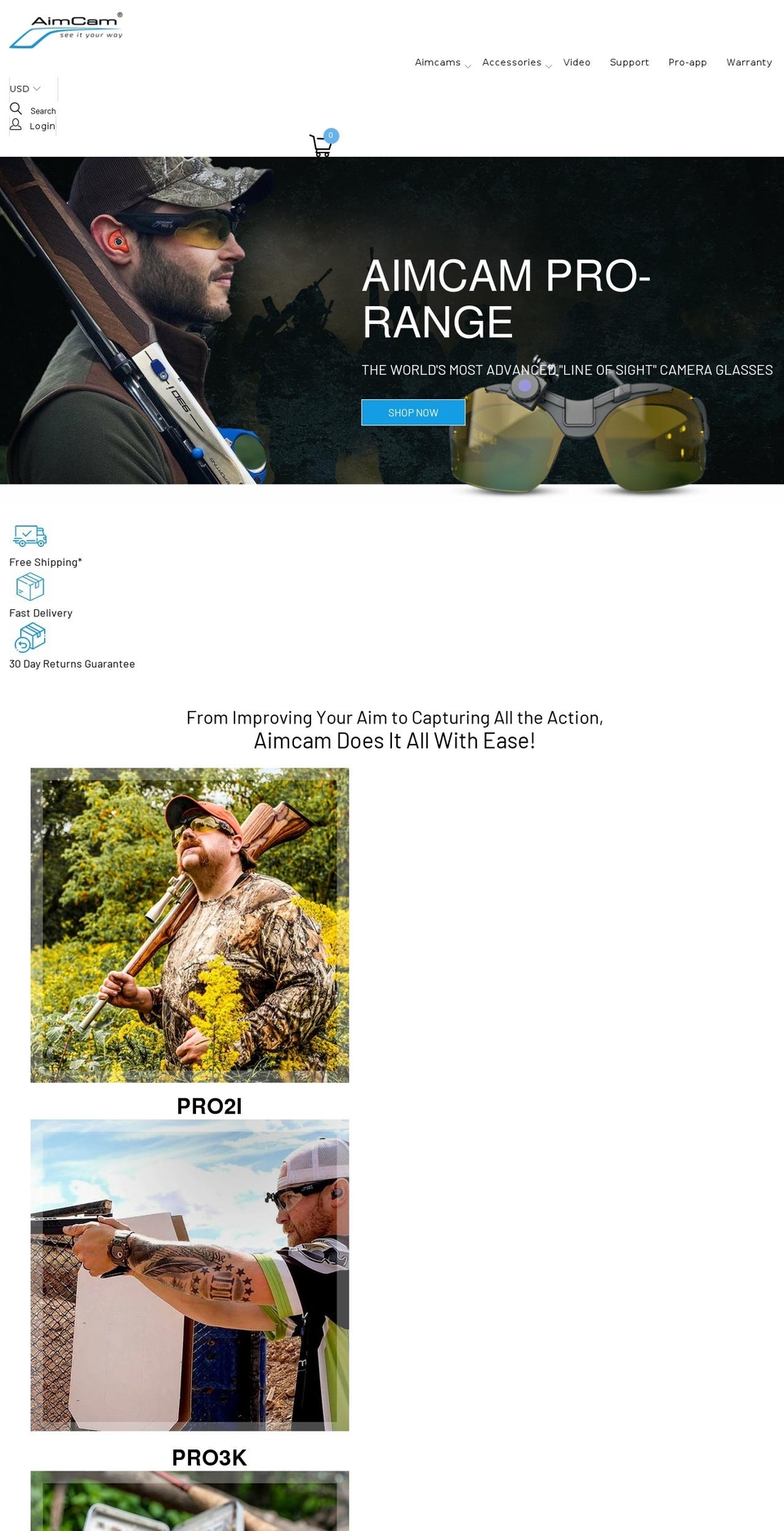 AimCam Theme USD Shopify theme site example findshooting.com