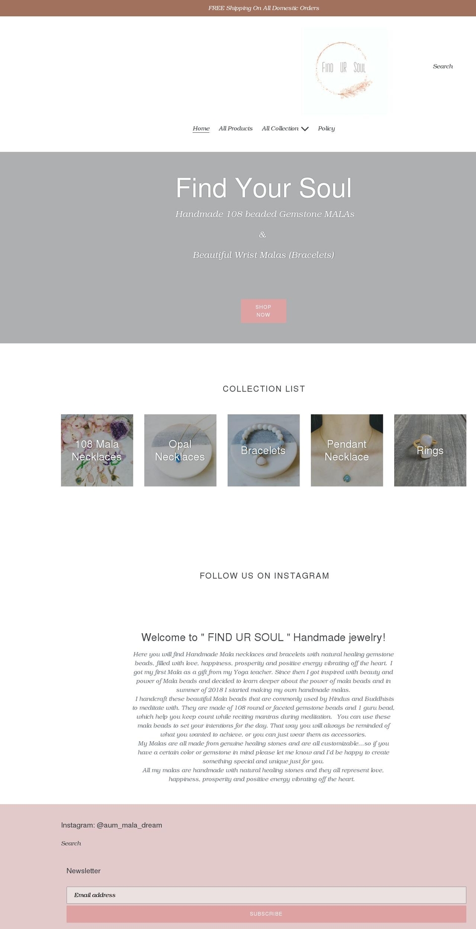 findursoul.com shopify website screenshot