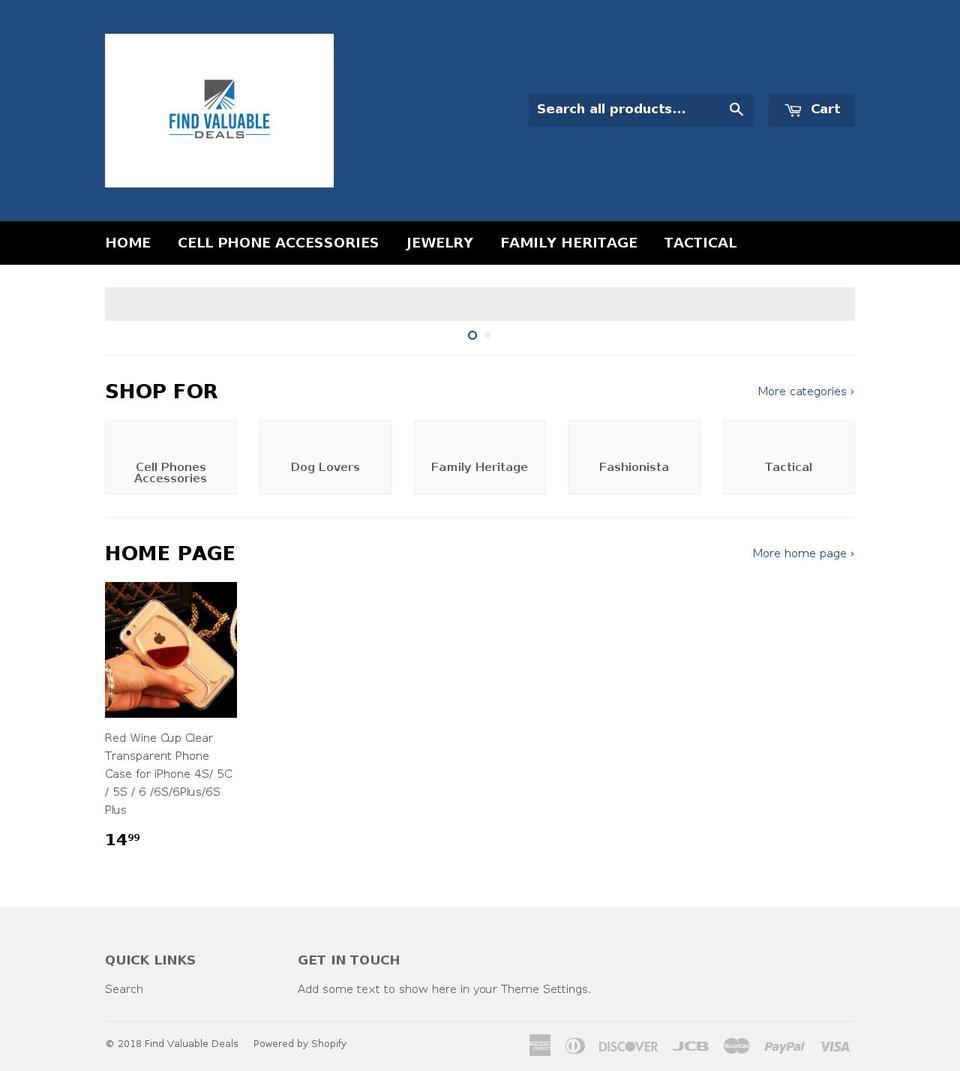 findvaluabledeals.com shopify website screenshot