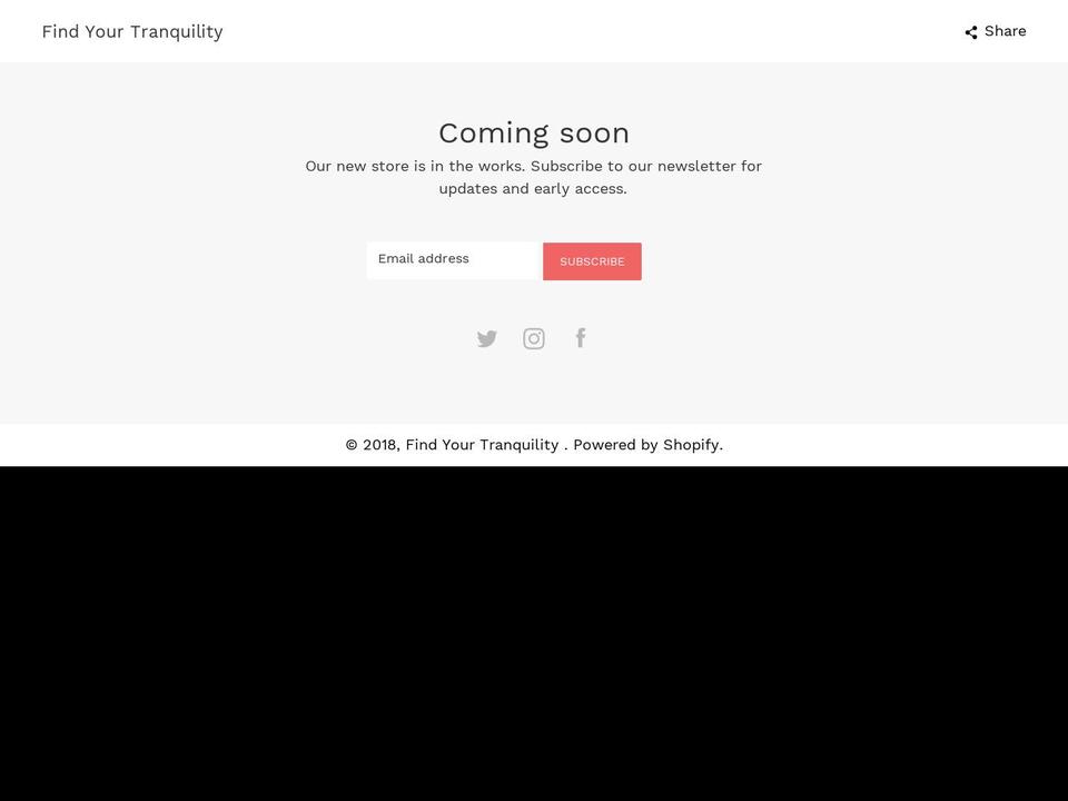 Pre-launch Shopify theme site example findyourtranquility.com