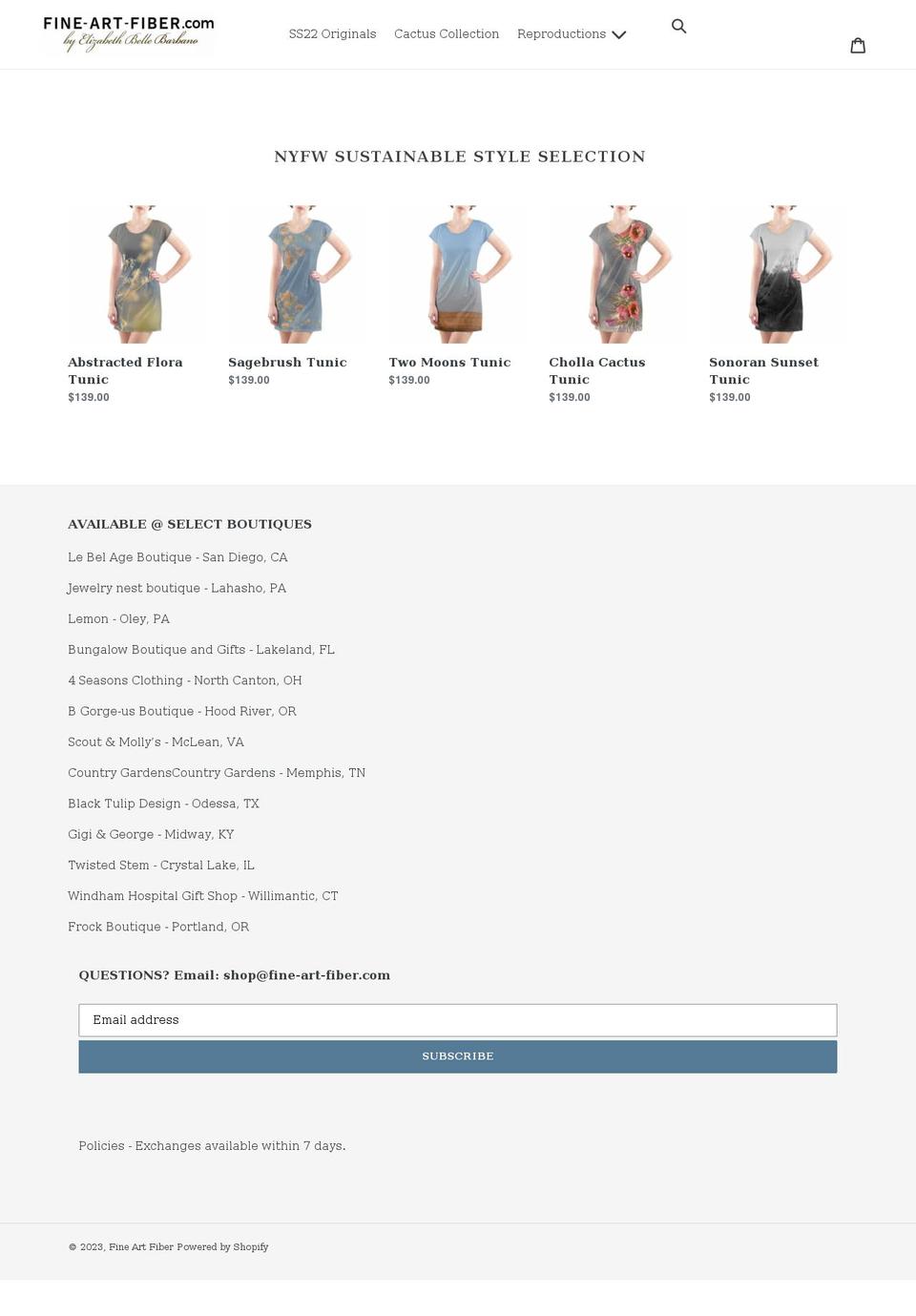 fine-art-fiber.com shopify website screenshot
