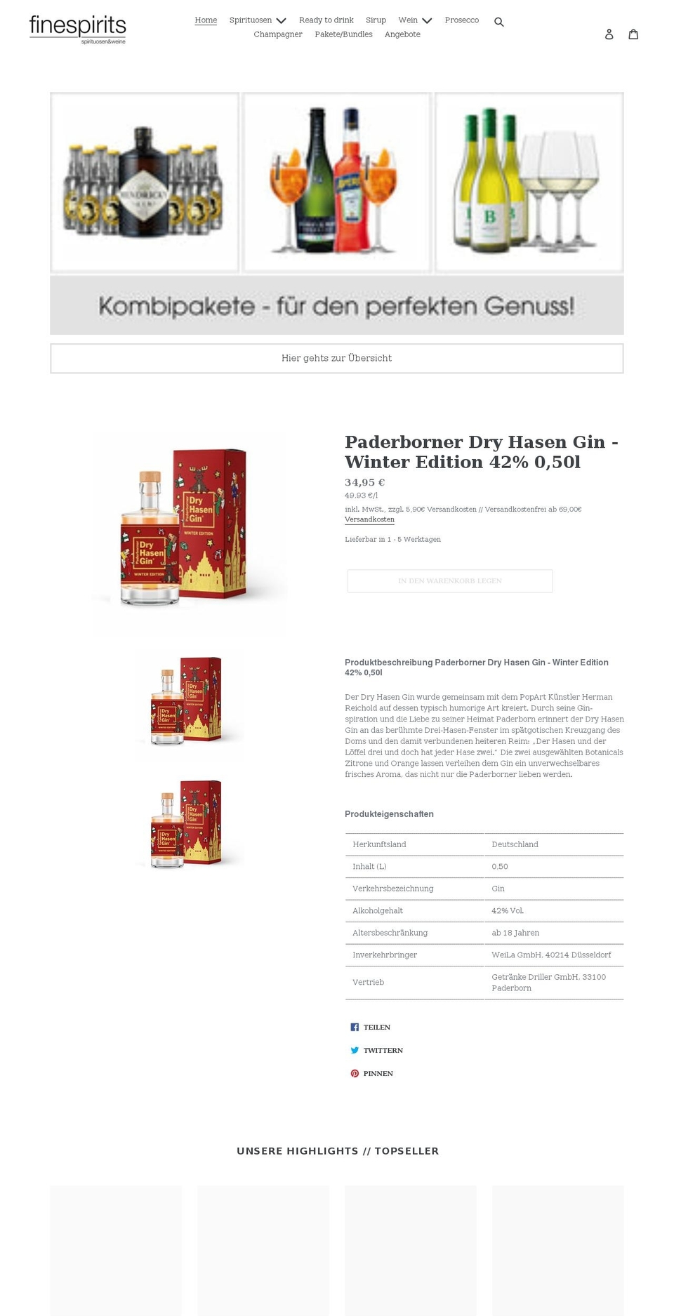 fine-spirits.shop shopify website screenshot