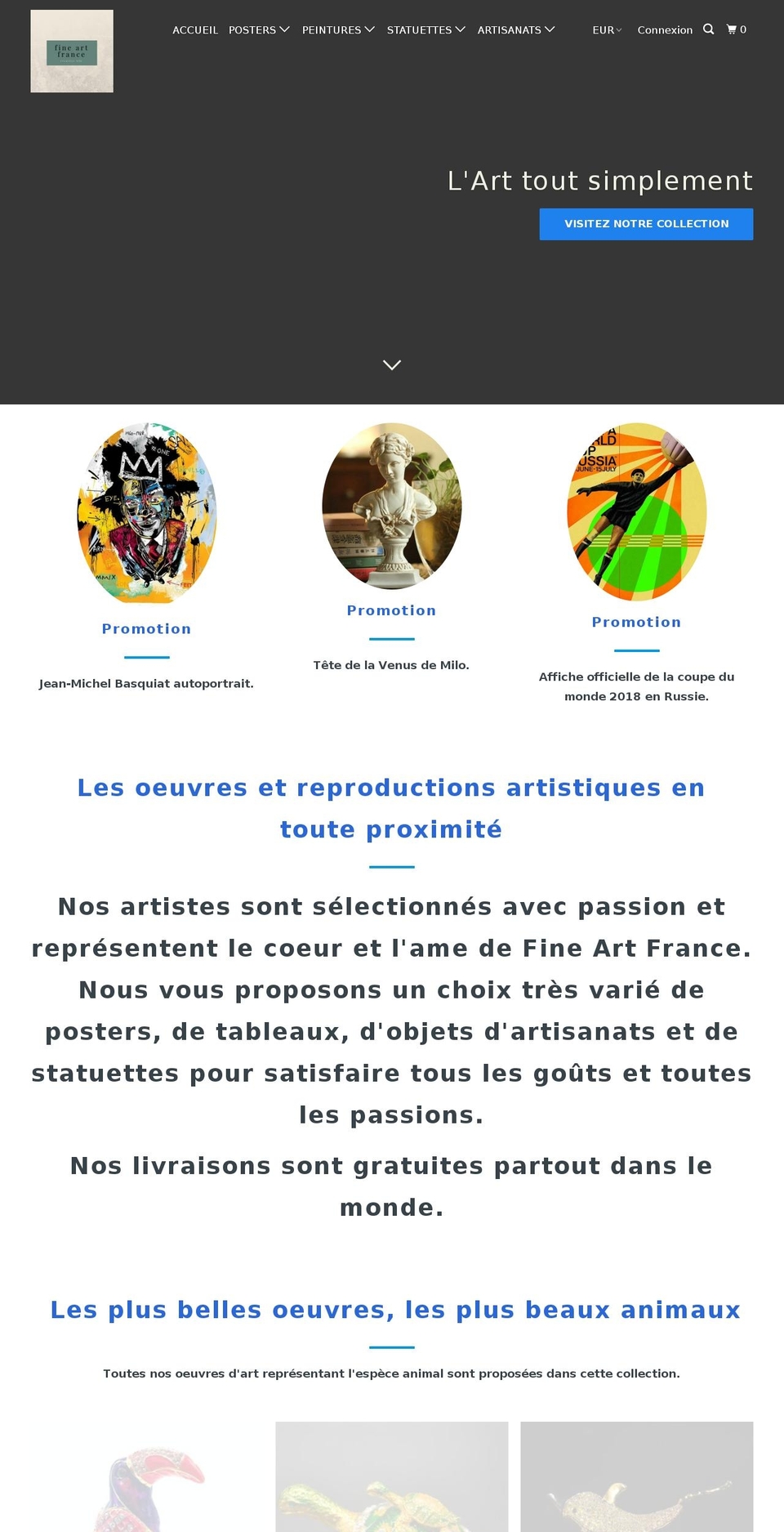 fineartfrance.com shopify website screenshot