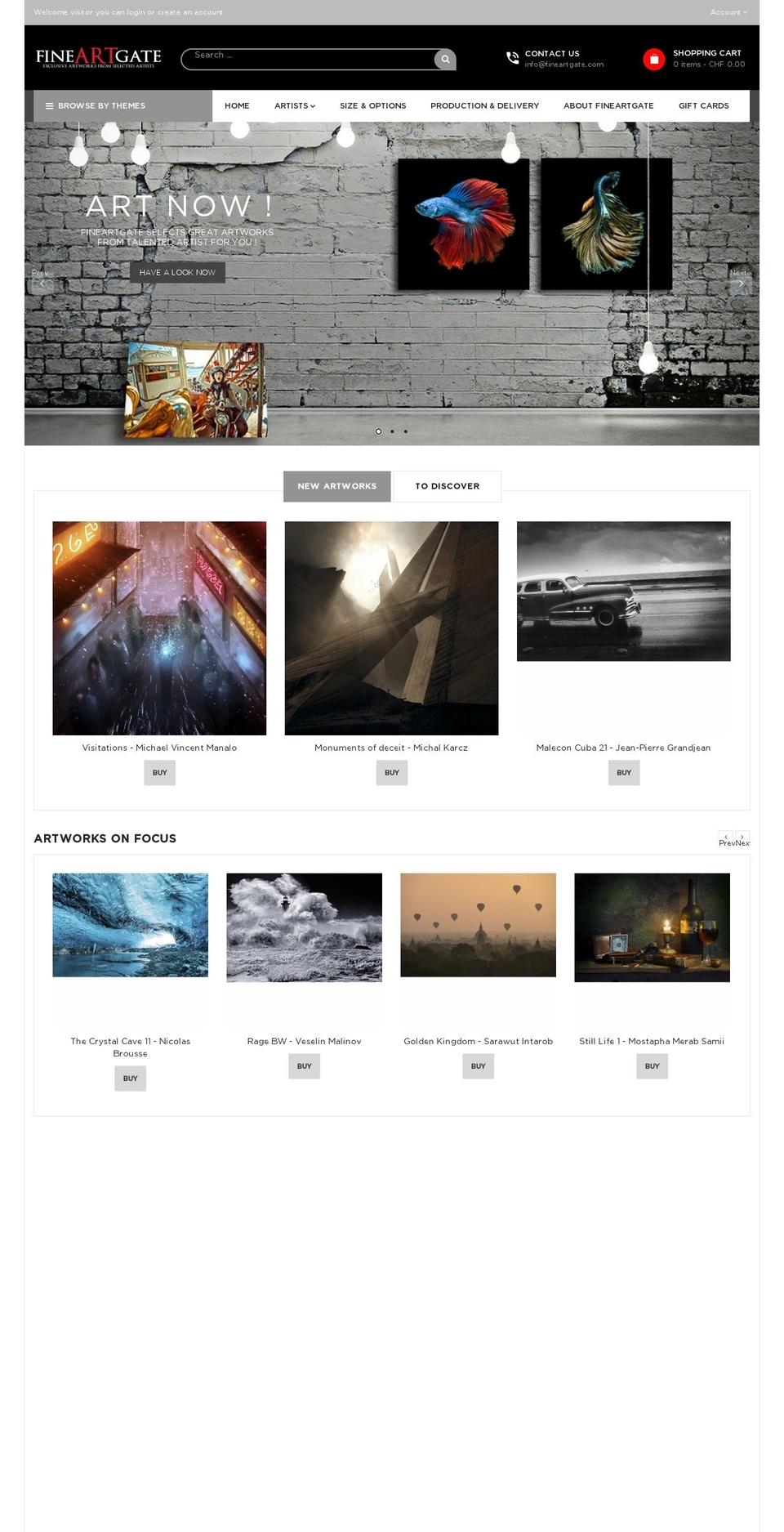 fineartgate.com shopify website screenshot