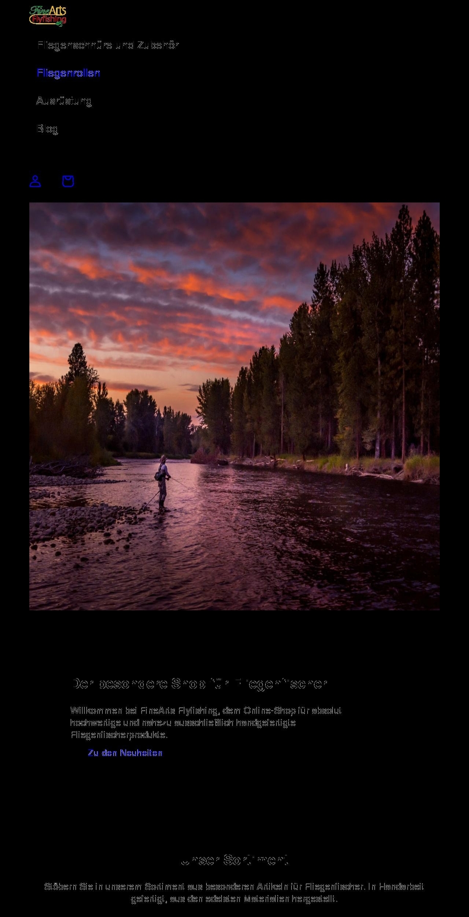 finearts-flyfishing.de shopify website screenshot