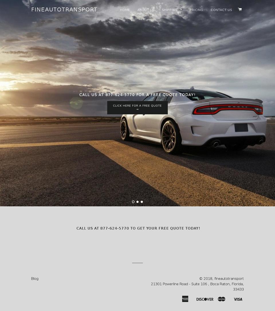 fineautotransport.com shopify website screenshot