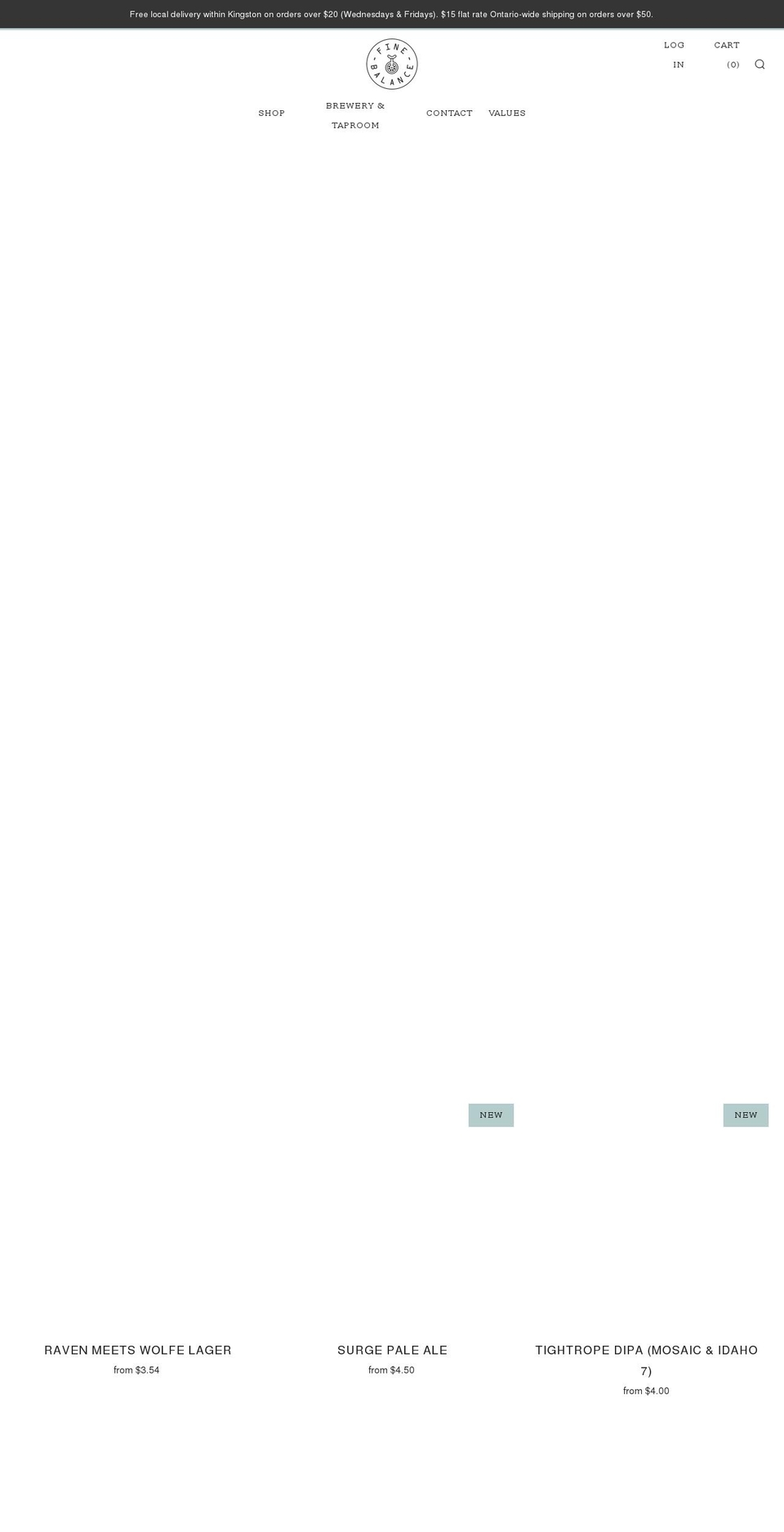 finebalancebrewing.ca shopify website screenshot