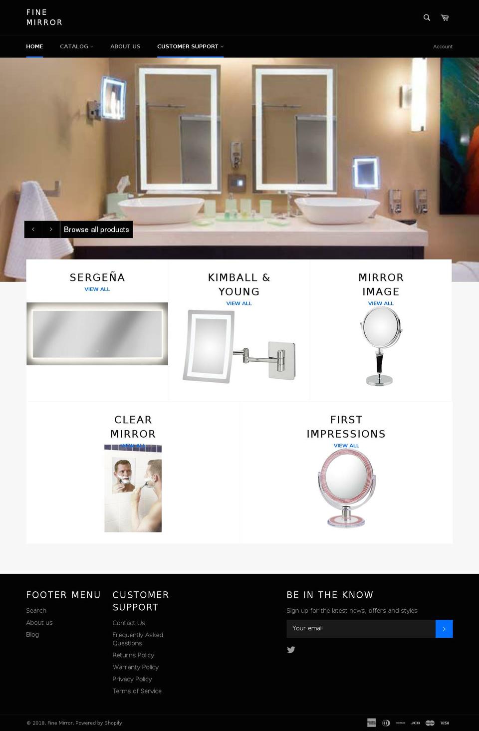 finebathmirror.com — Shopify storefront screenshot