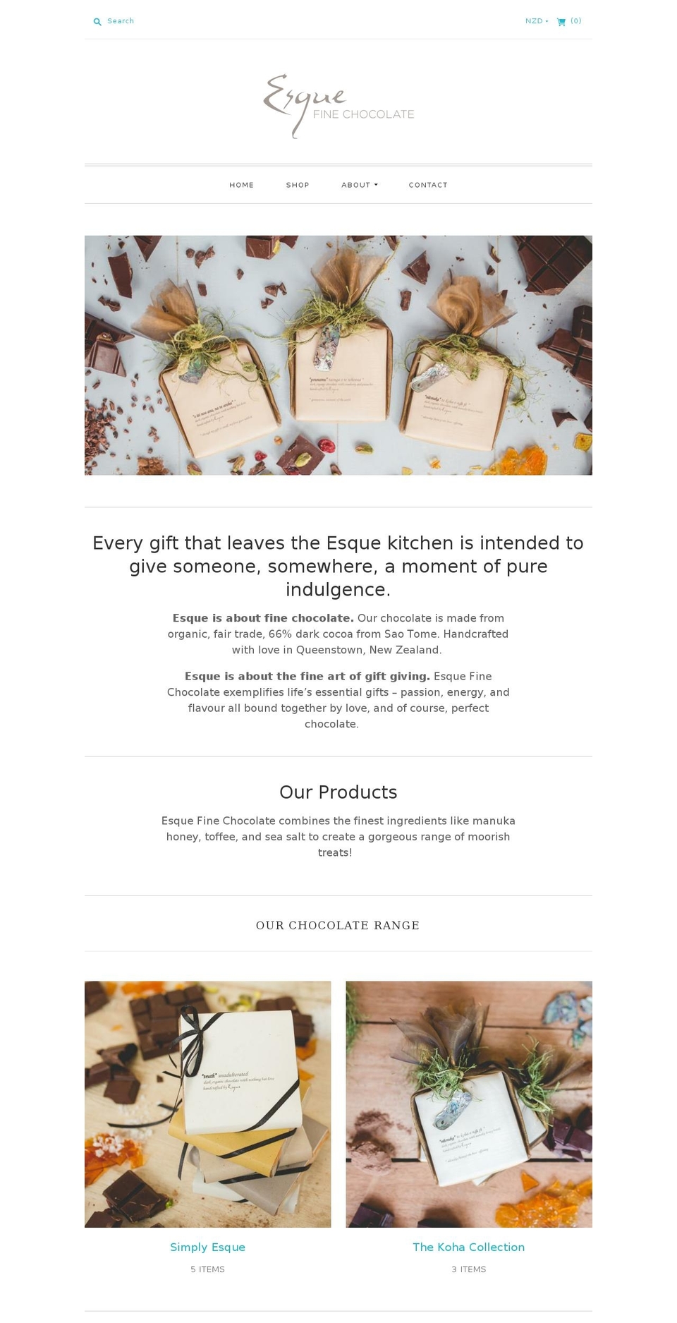 finechocolate.co.nz shopify website screenshot