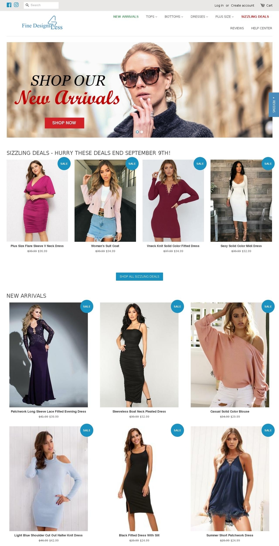 finedesigns4less.com — Shopify storefront screenshot