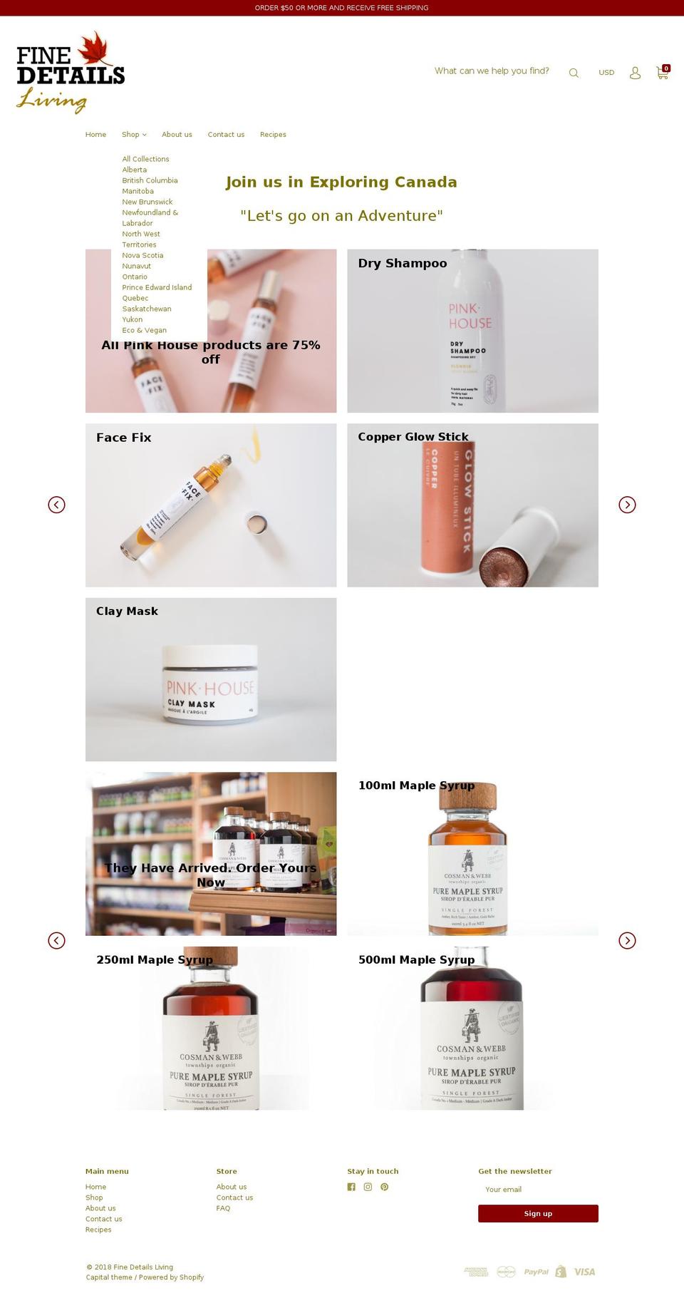 finedetailsliving.com — Shopify storefront screenshot