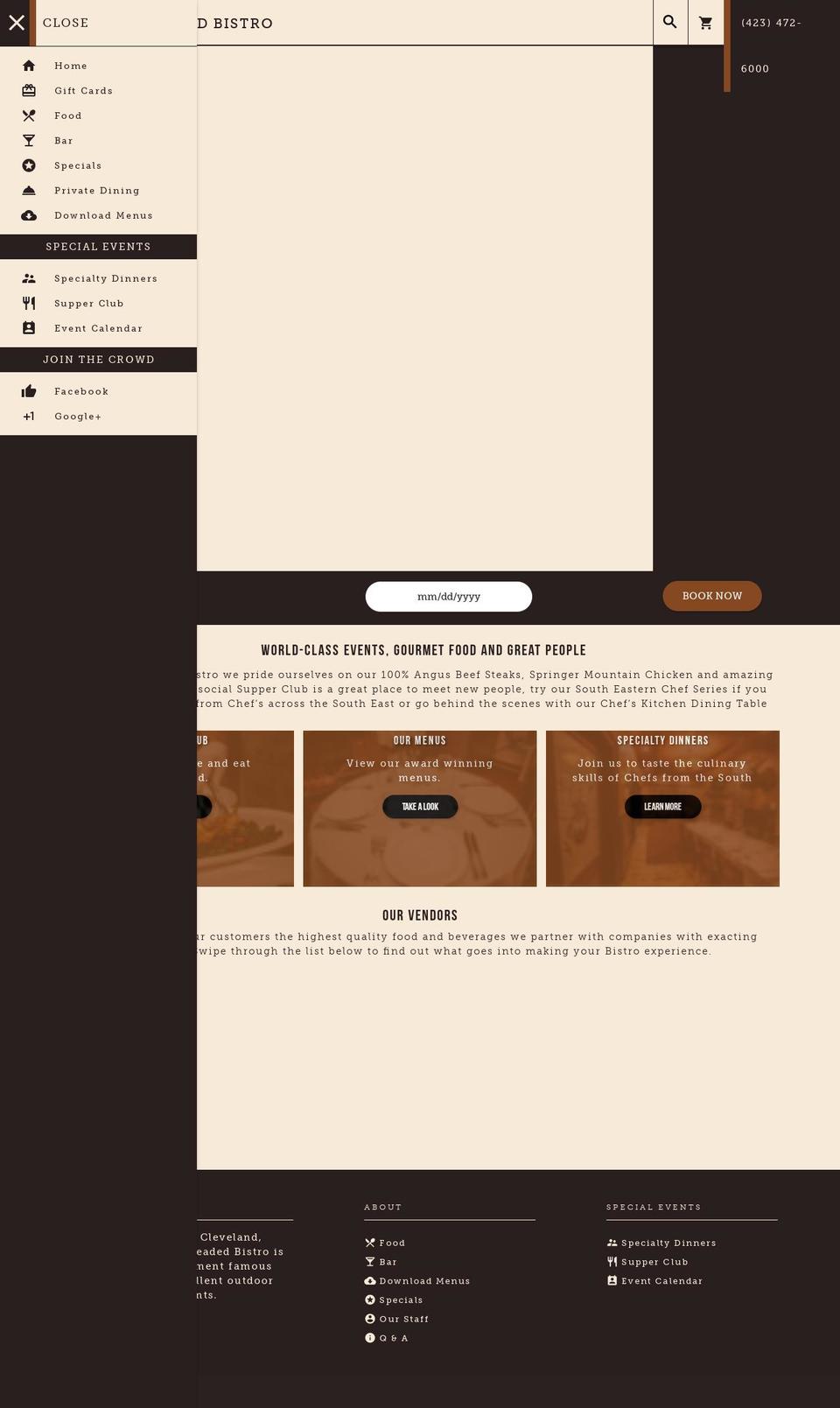 BHB modular Shopify theme site example finediningtennessee.com