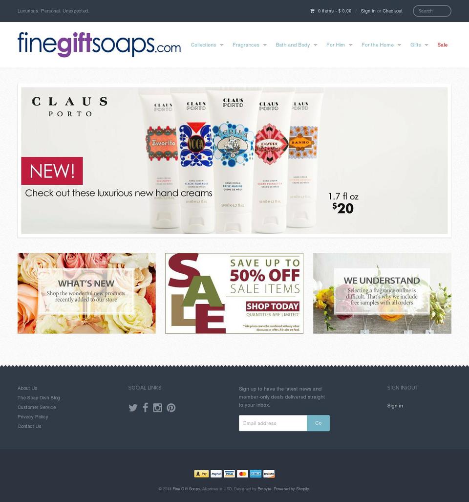 finegiftsoap.com — Shopify storefront screenshot