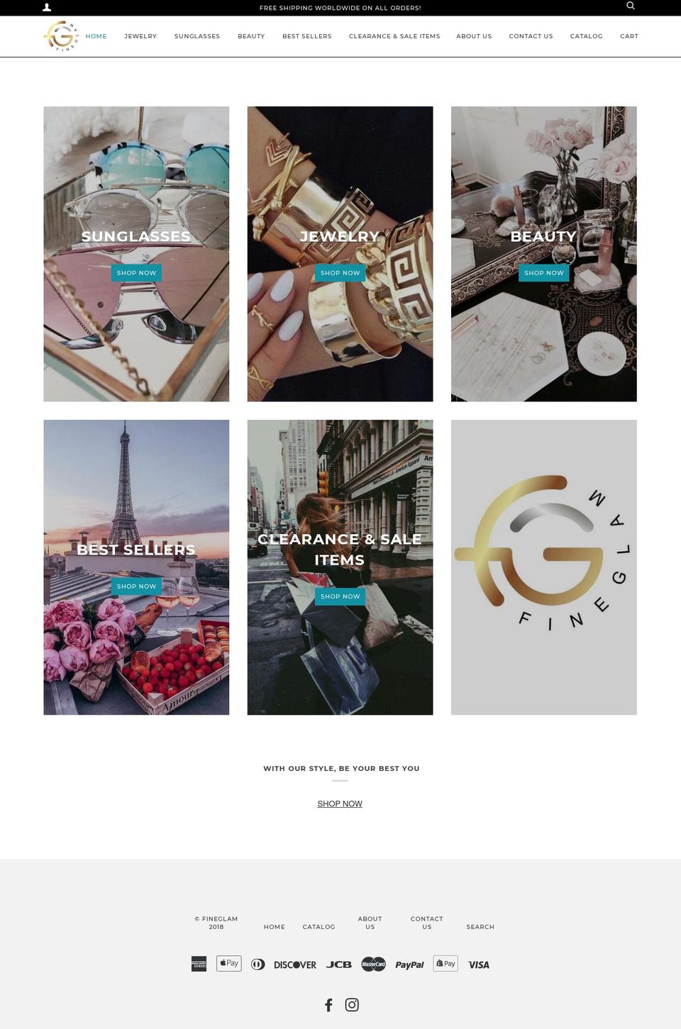 fineglam.com — Shopify storefront screenshot
