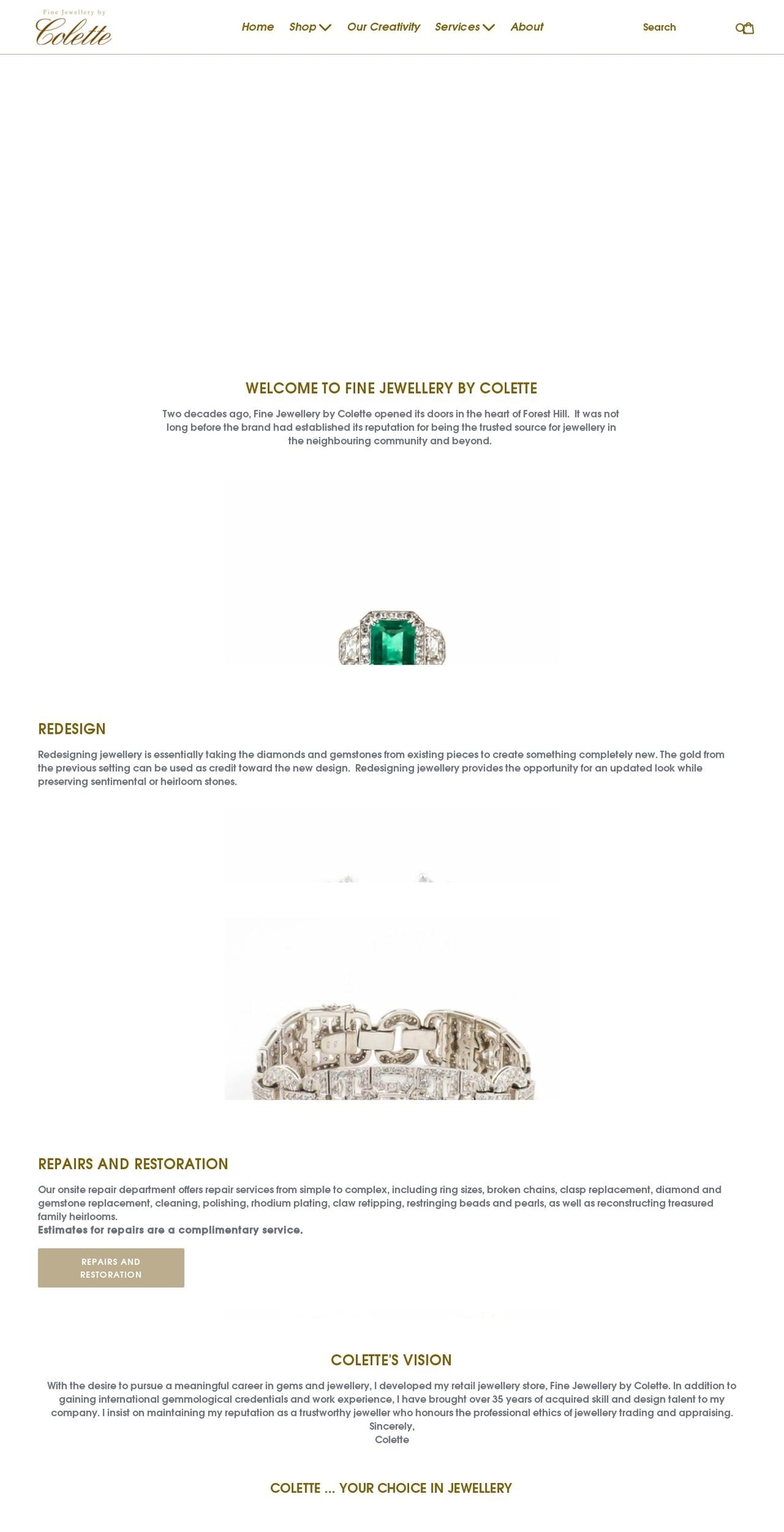 finejewellerybycolette.com shopify website screenshot