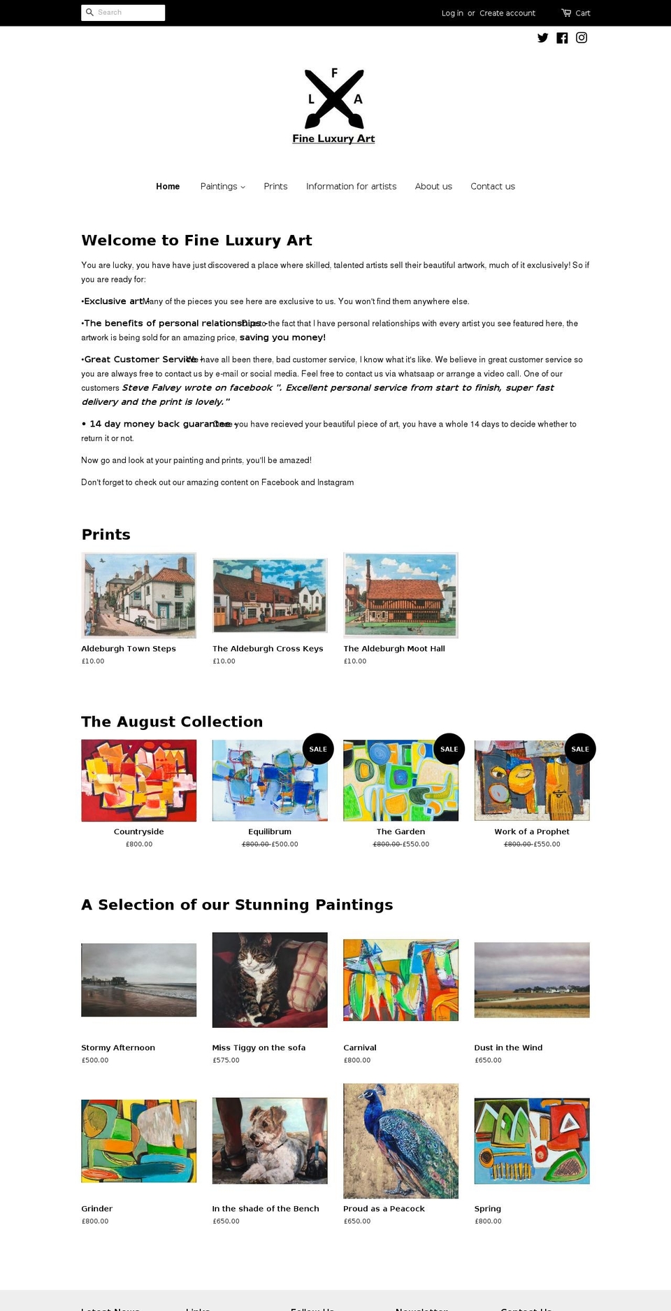 fineluxuryart.com — Shopify storefront screenshot