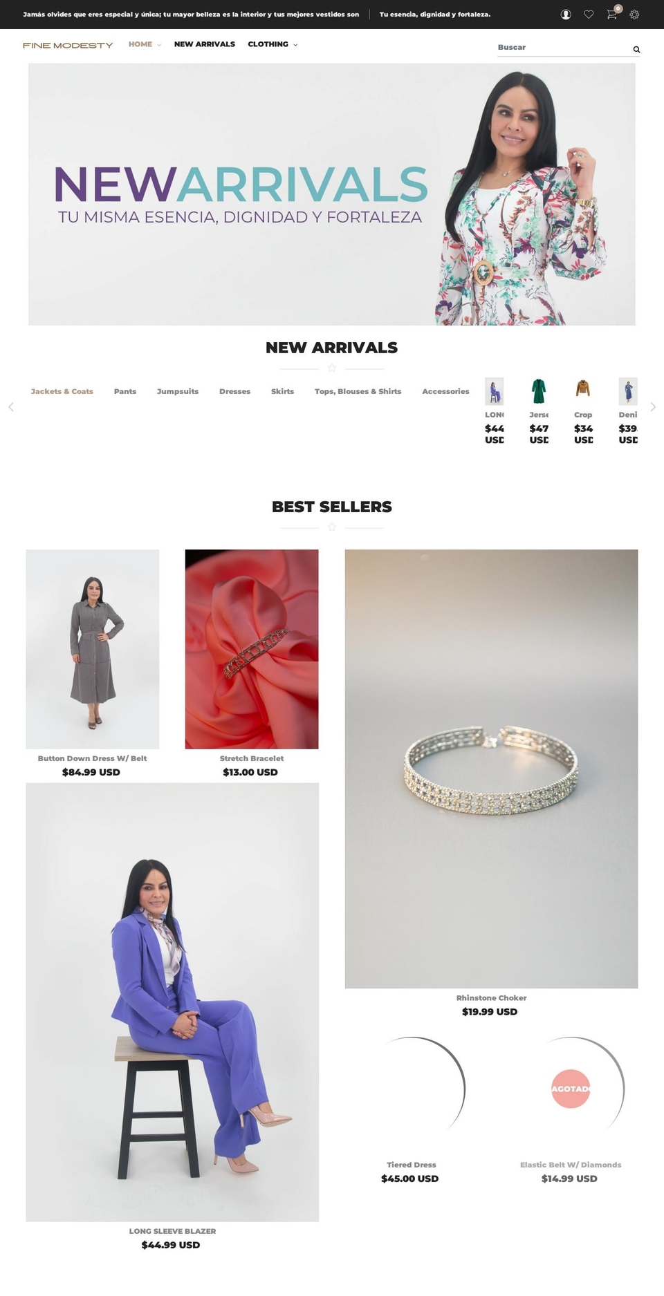 Ss-miza-home- Shopify theme site example finemodesty.com