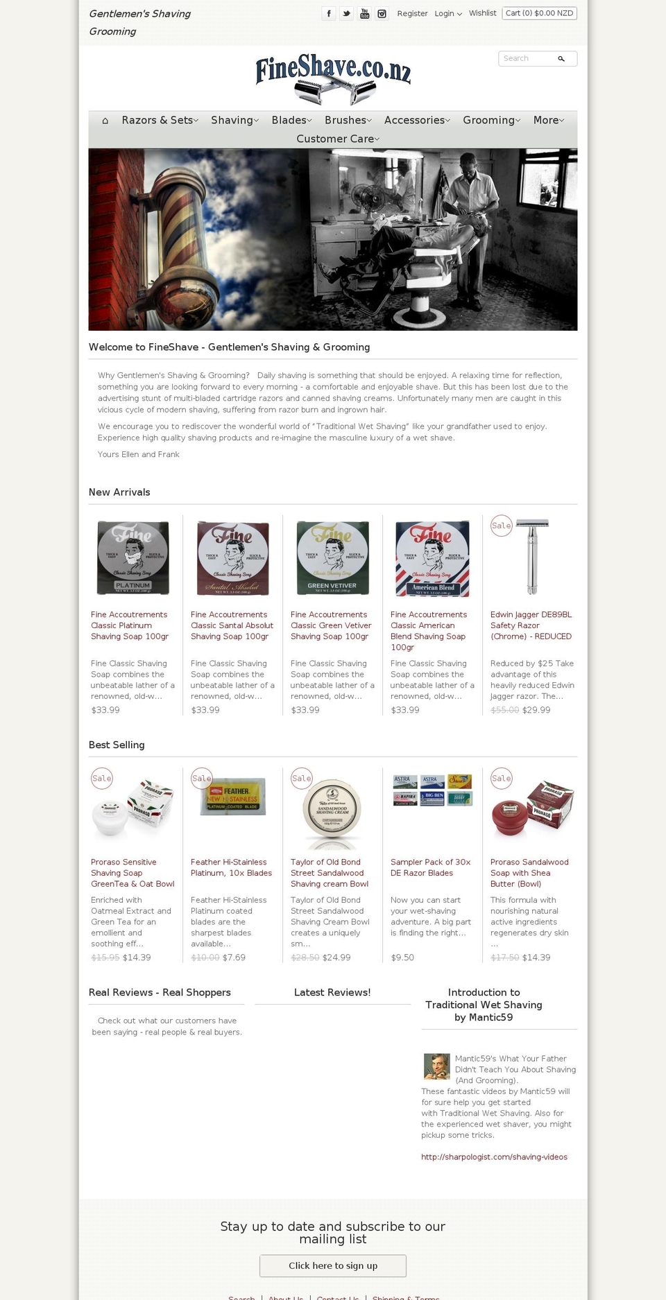 fineshave.co.nz shopify website screenshot