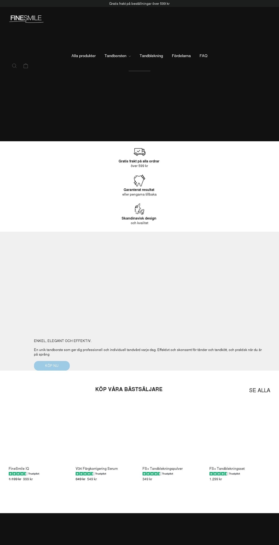 finesmile.se shopify website screenshot
