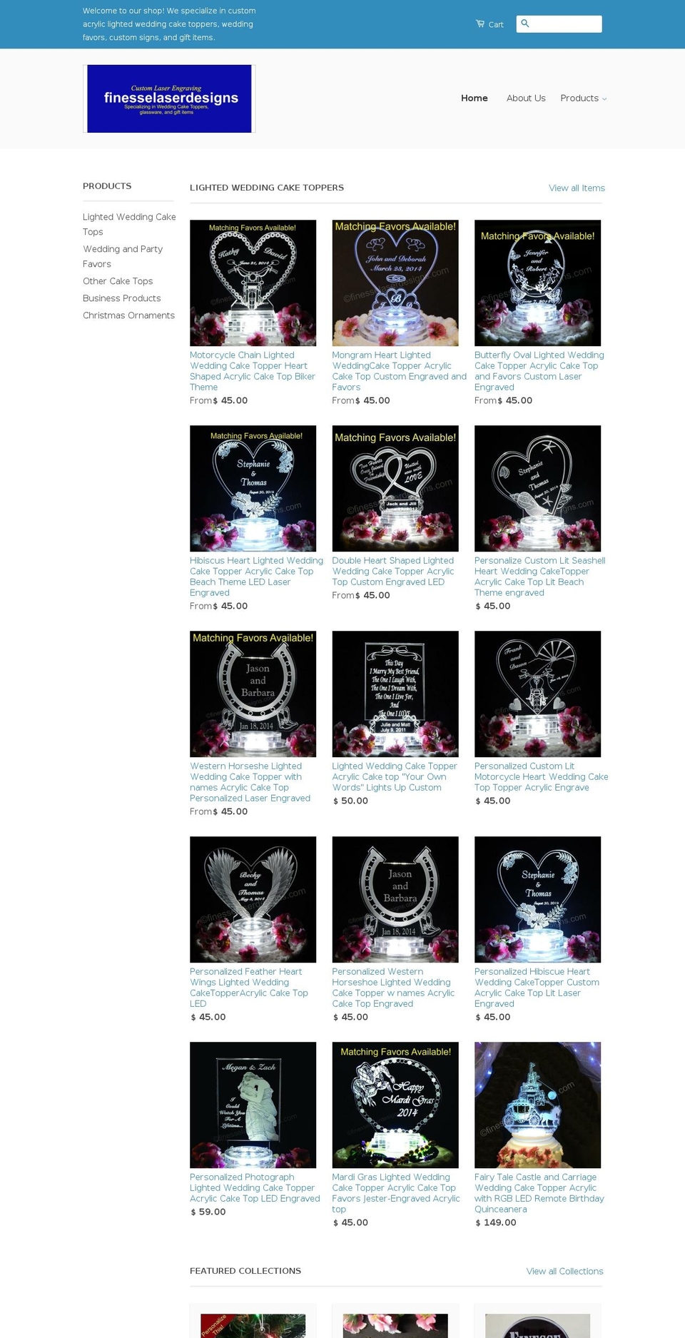 finessecaketops.com shopify website screenshot