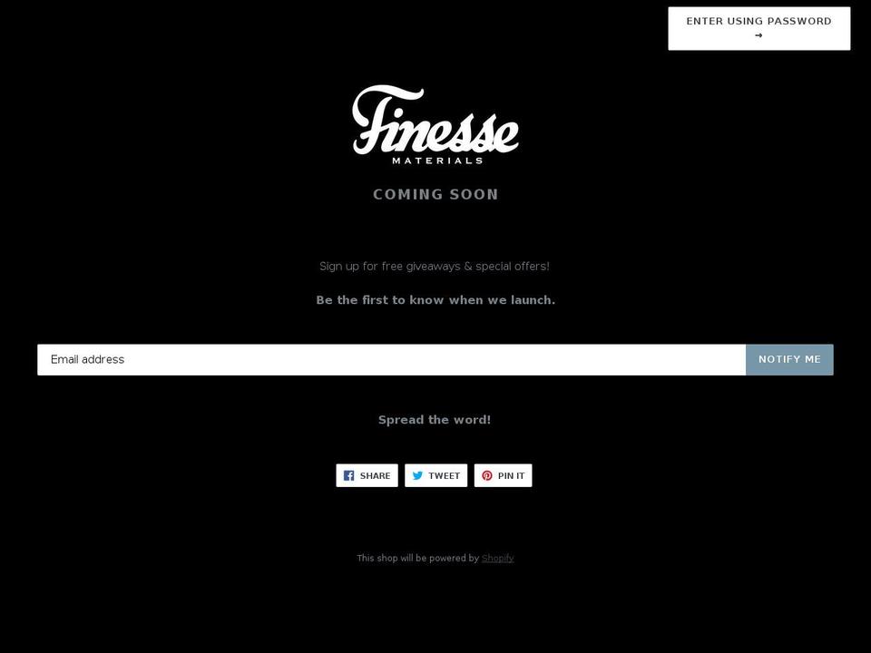 finessematerials.com — Shopify storefront screenshot