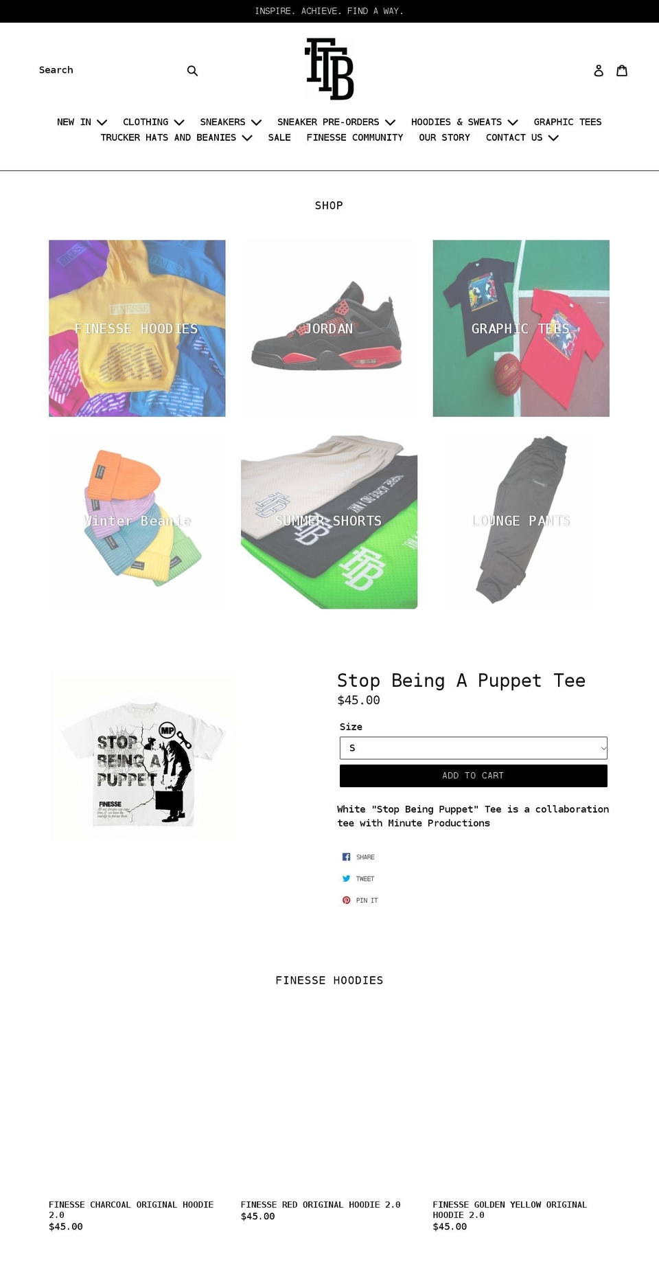 finessethebrand.com shopify website screenshot