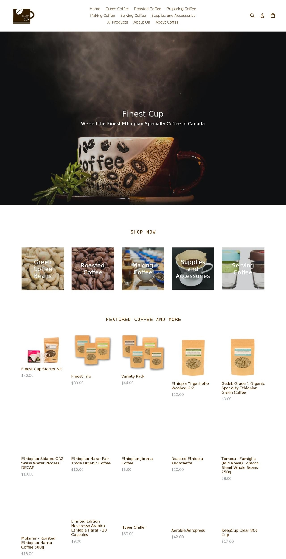 finestcup.coffee shopify website screenshot