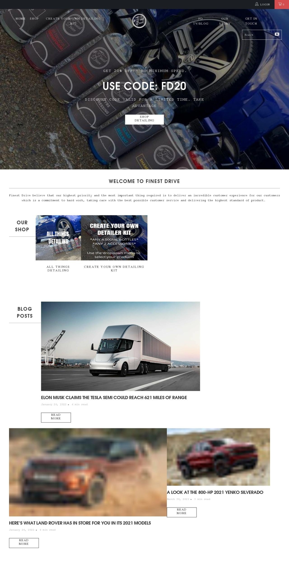 finestdrive.com shopify website screenshot