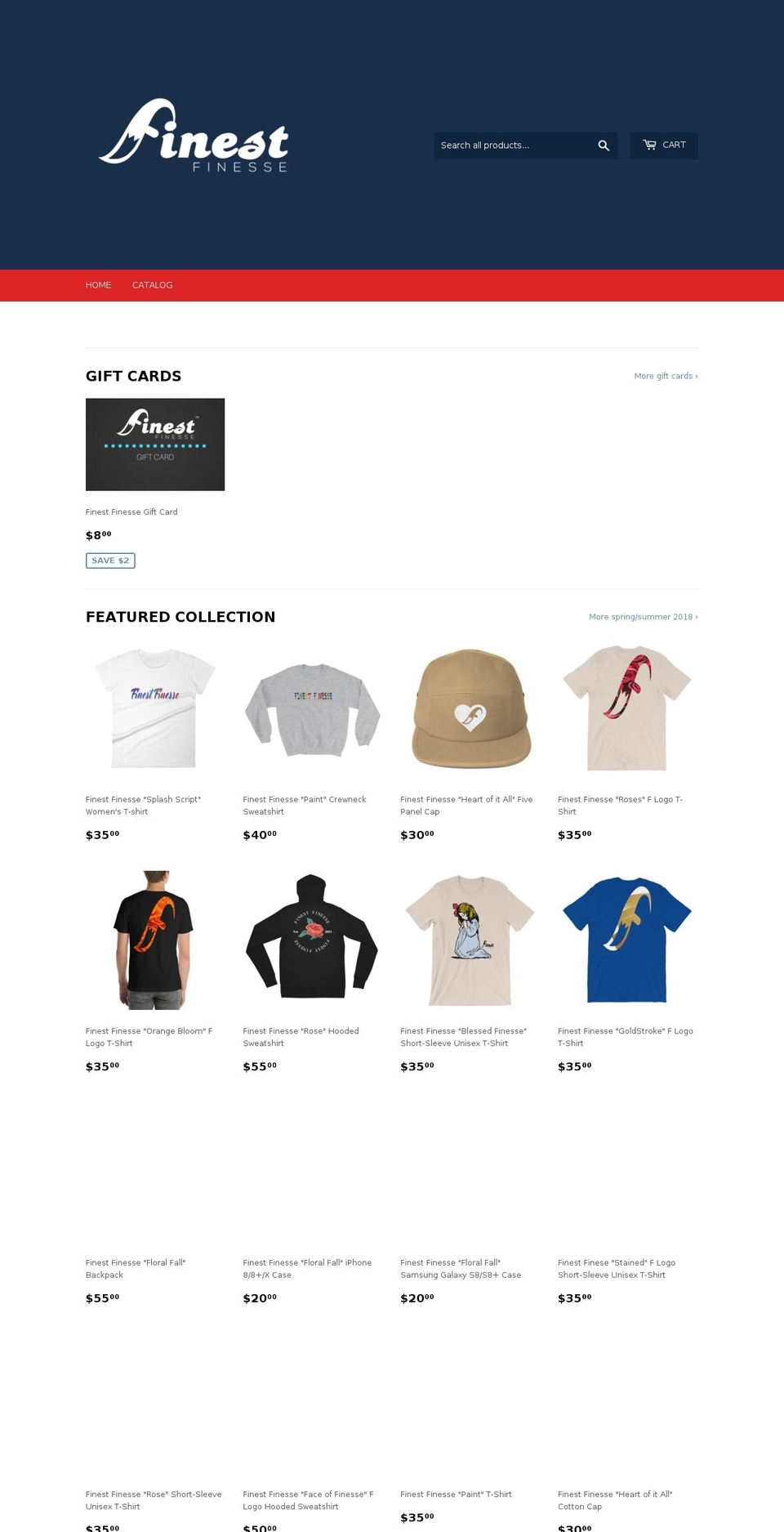 finestfinesse.com shopify website screenshot