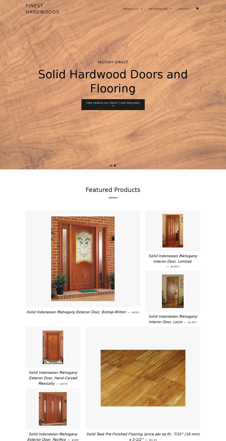finesthardwoods.com shopify website screenshot