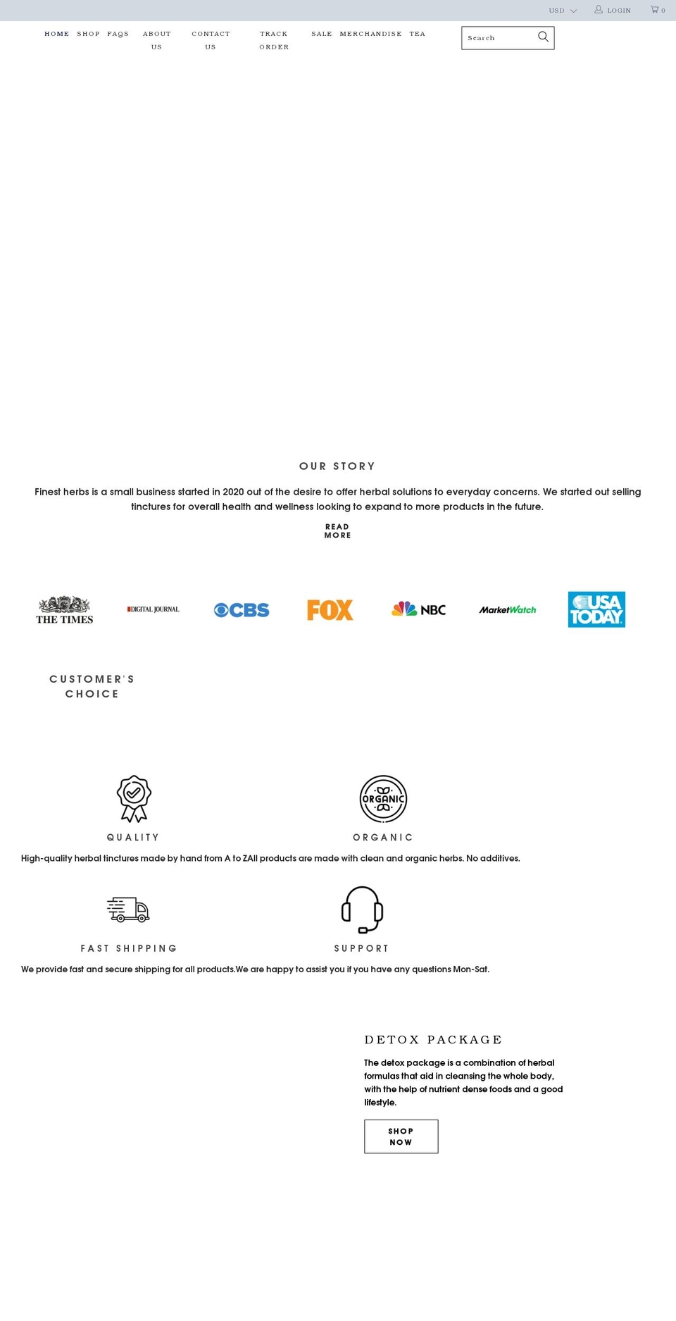 finestherbs.net shopify website screenshot