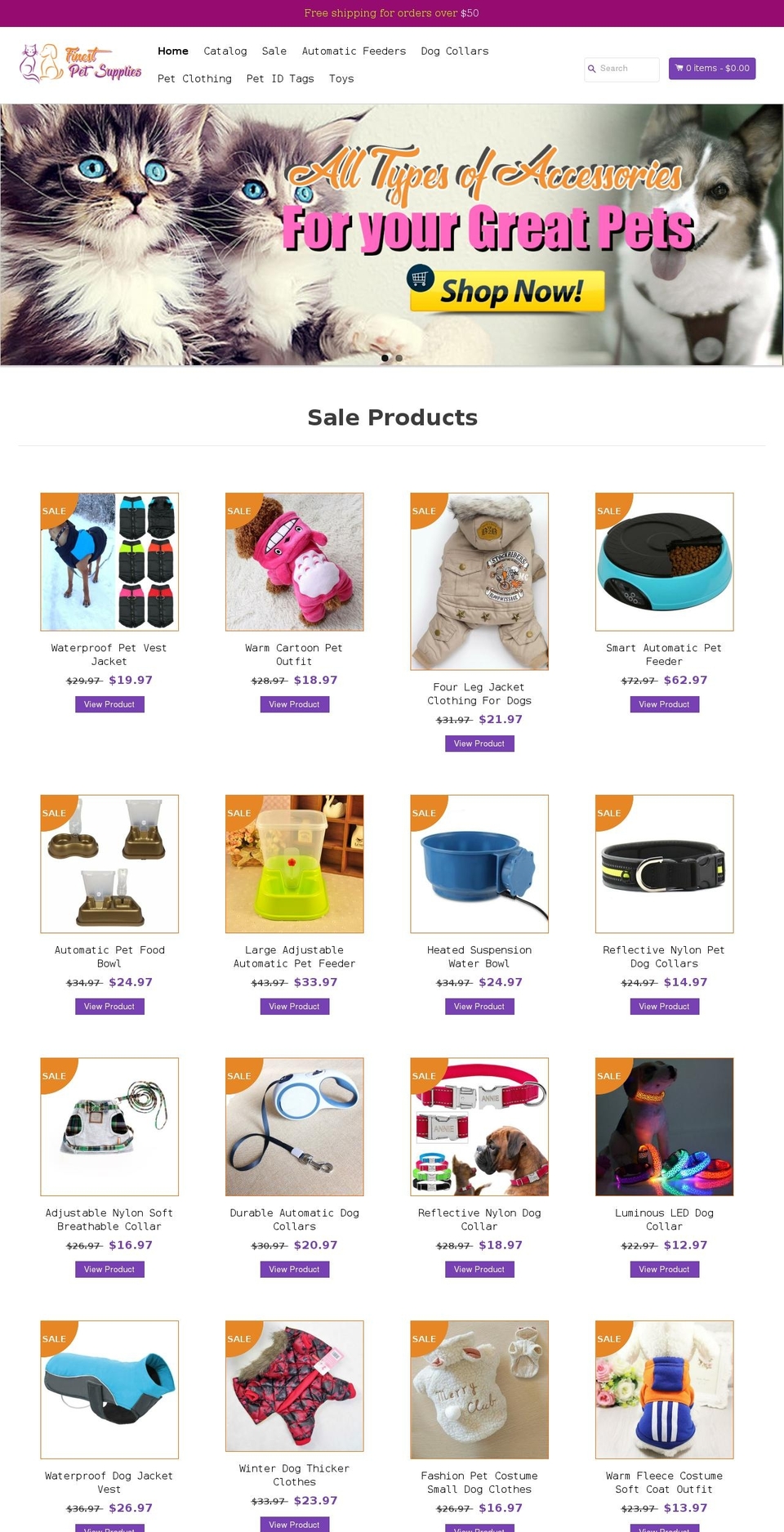 EcomClub Shopify theme site example finestpetsupplies.com