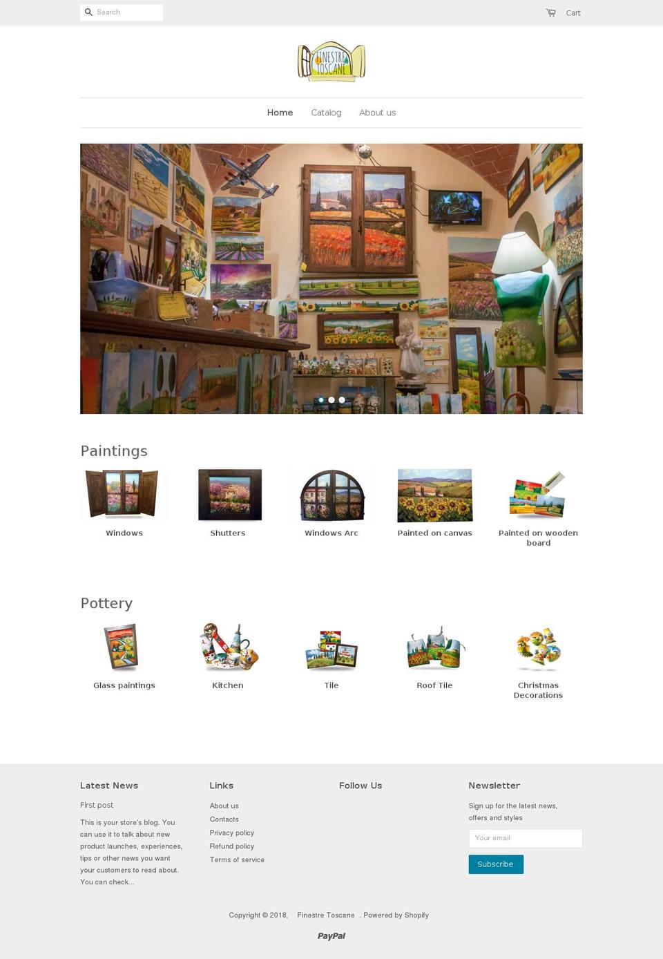 Avone Shopify theme site example finestretoscane.com
