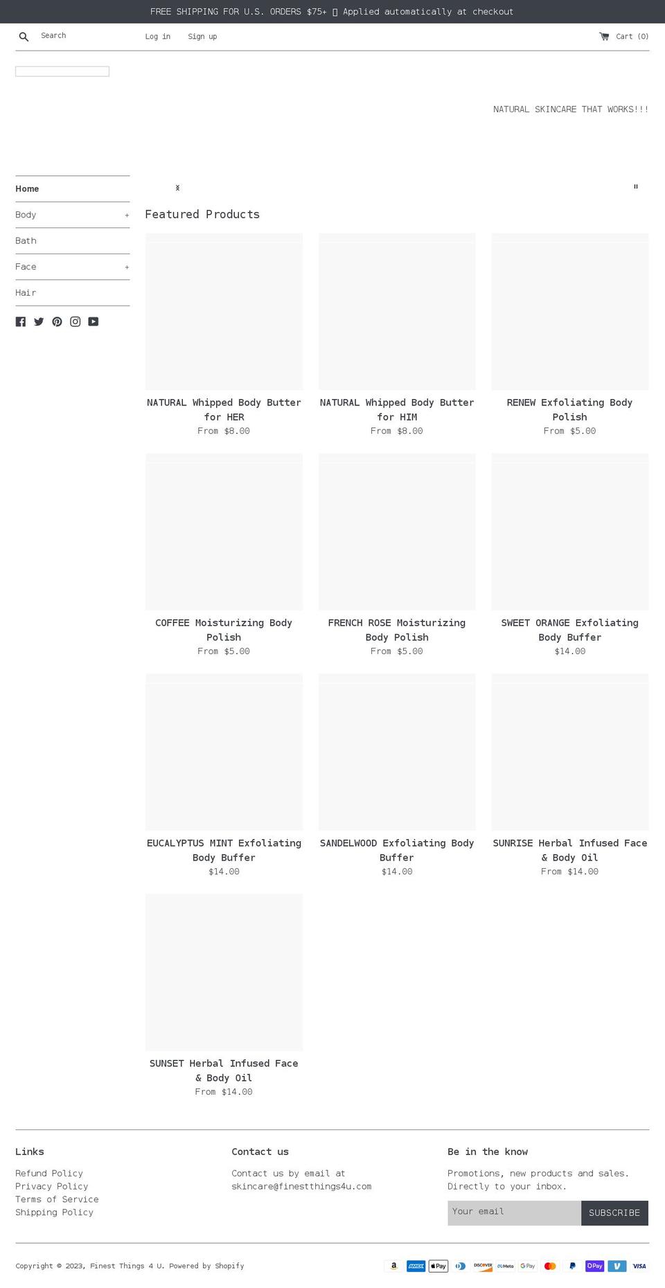 finestthings4u.com shopify website screenshot