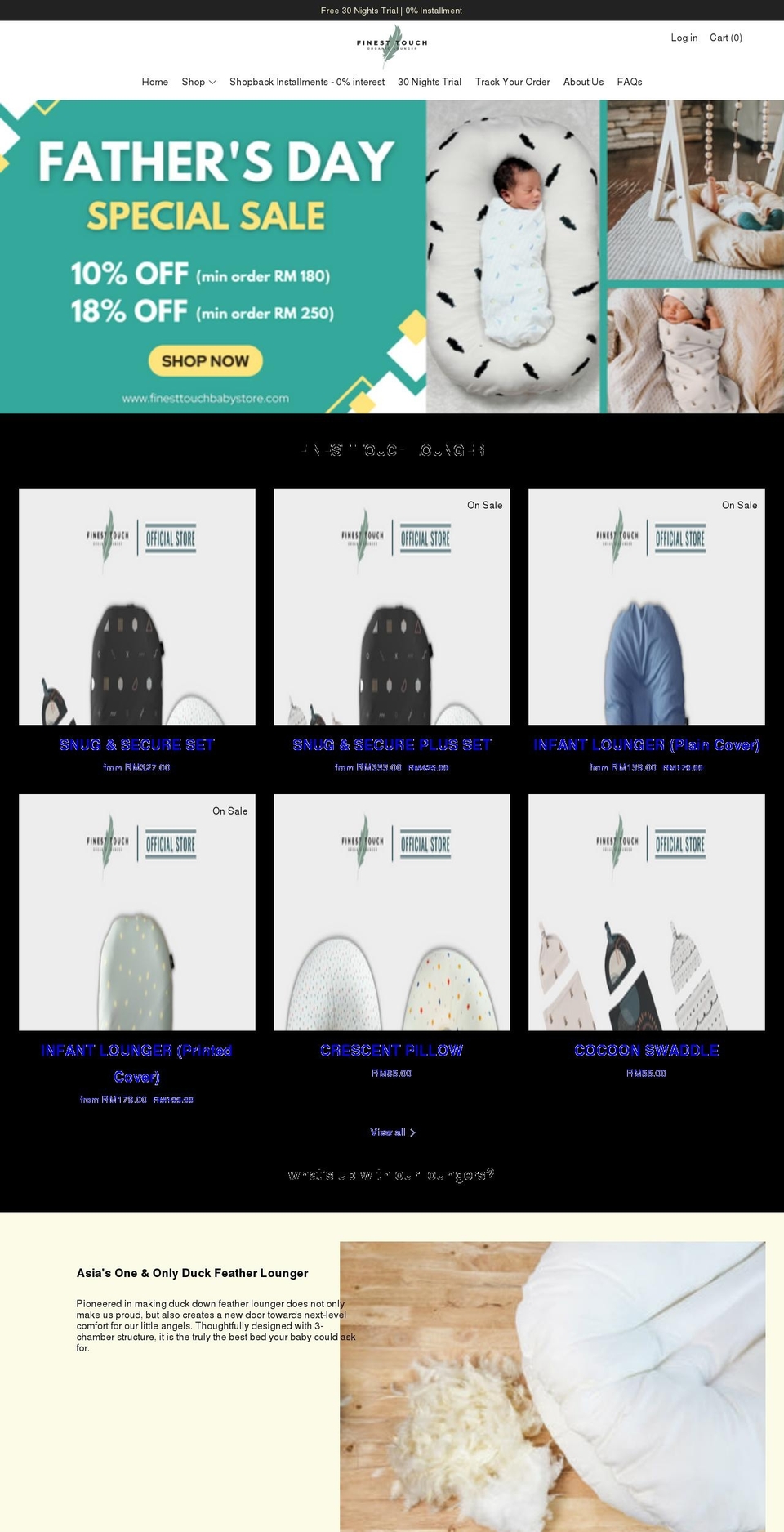 finesttouchbabystore.com shopify website screenshot