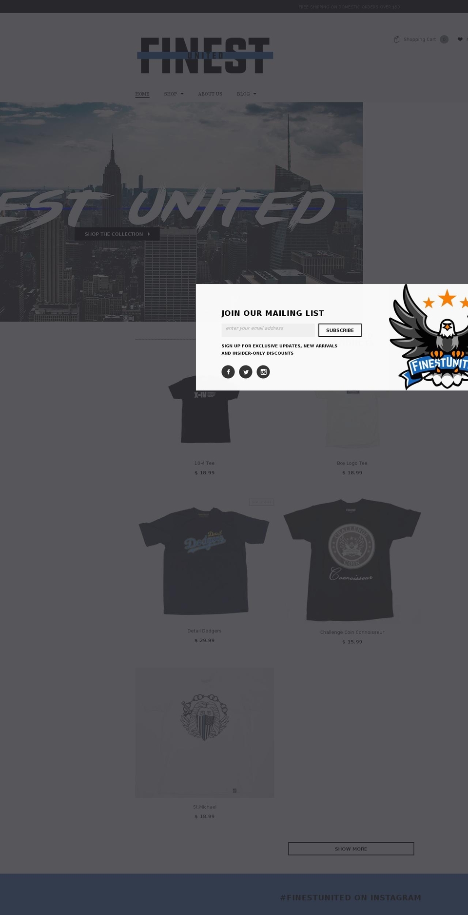 finestunited.com — Shopify storefront screenshot