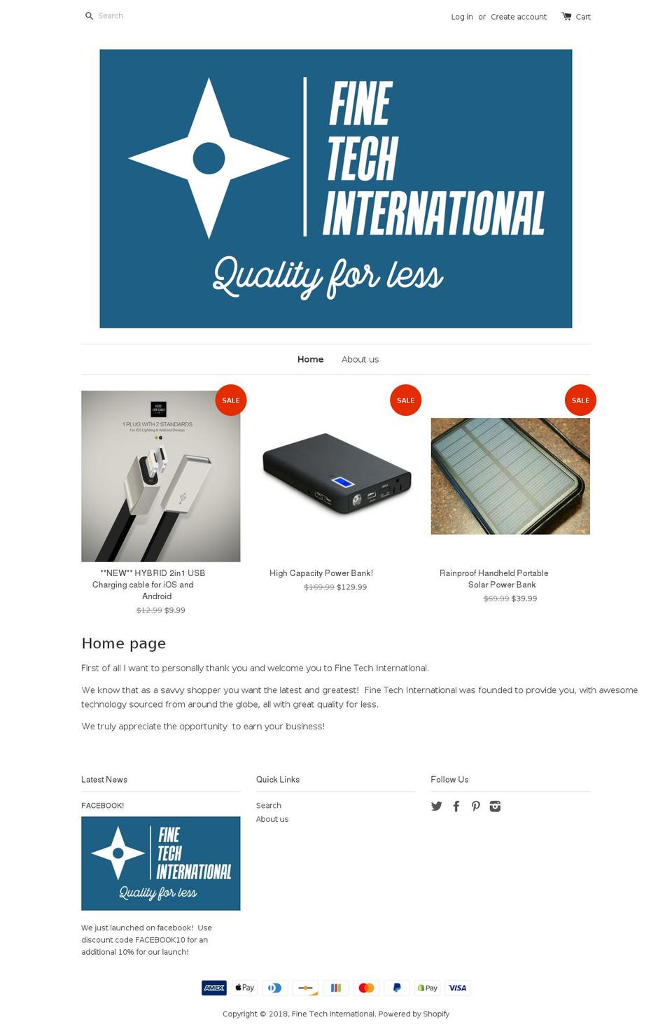 finetechinternational.com shopify website screenshot