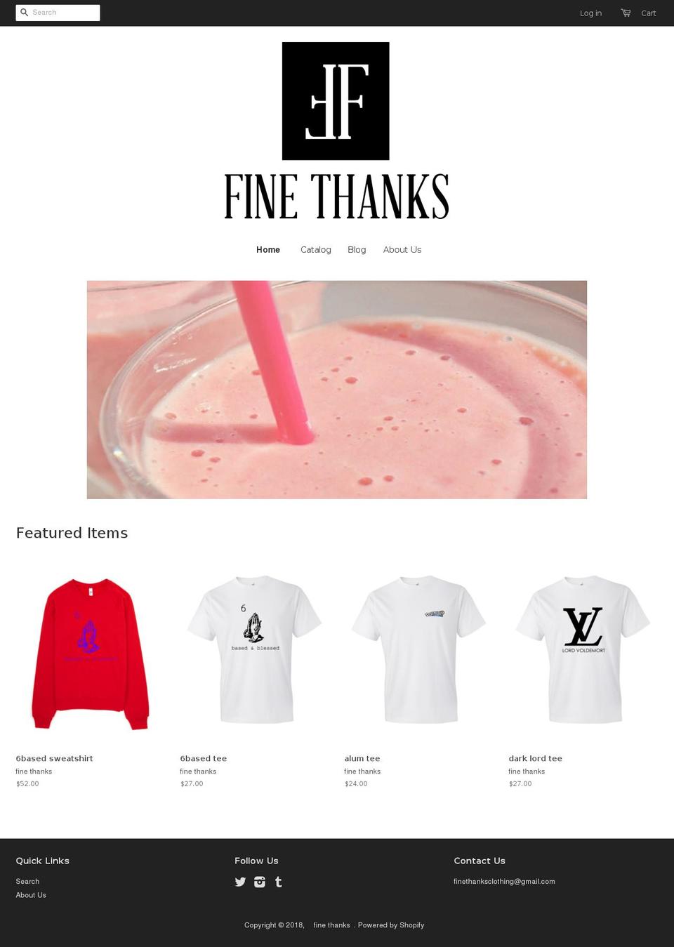 finethanksclothing.com — Shopify storefront screenshot