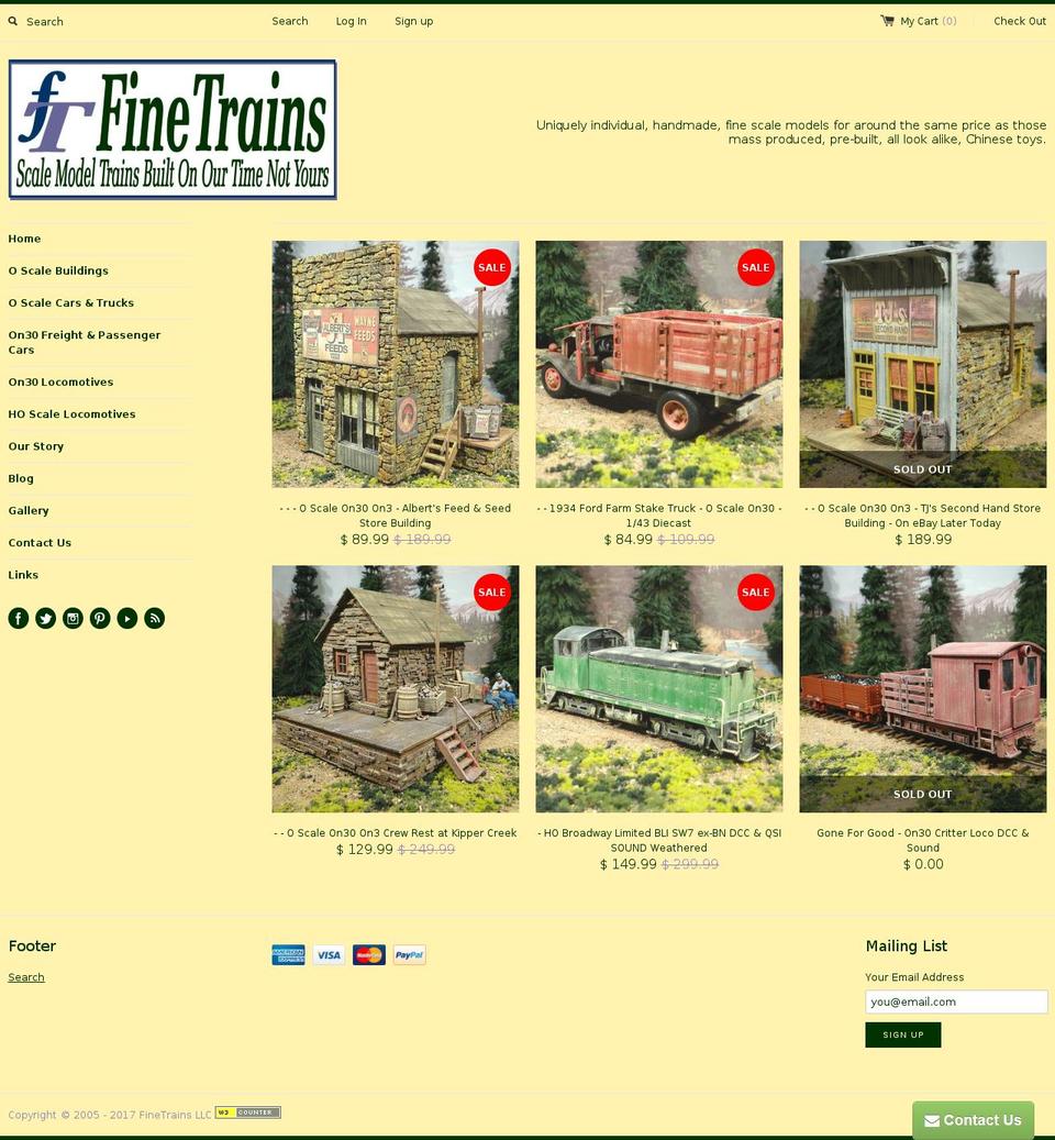 finetrains.net shopify website screenshot